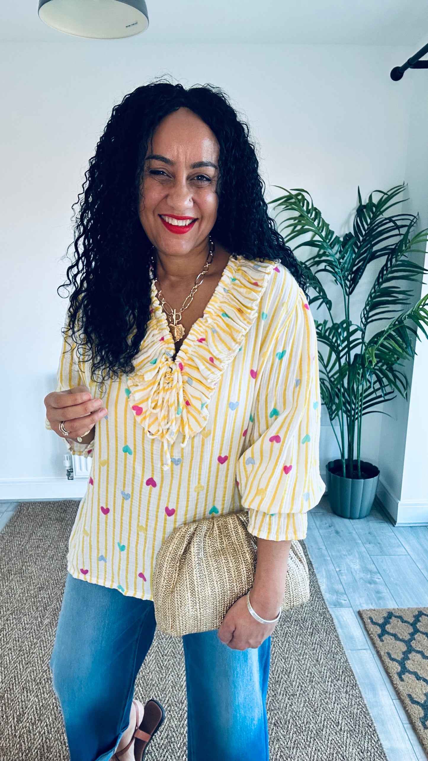 TYRA RUFFLE BLOUSE HEART YELLOW *New