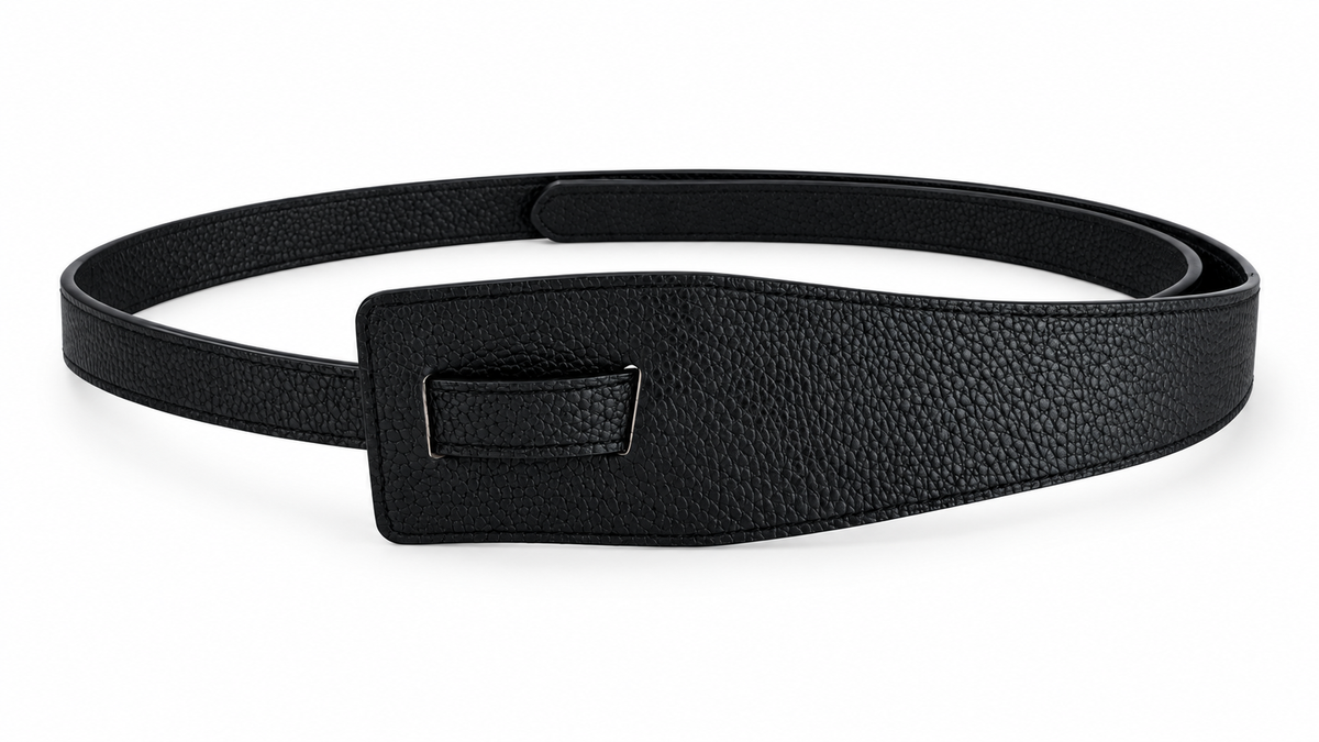 BLACK FAUX LEATHER TUCK BELT *New