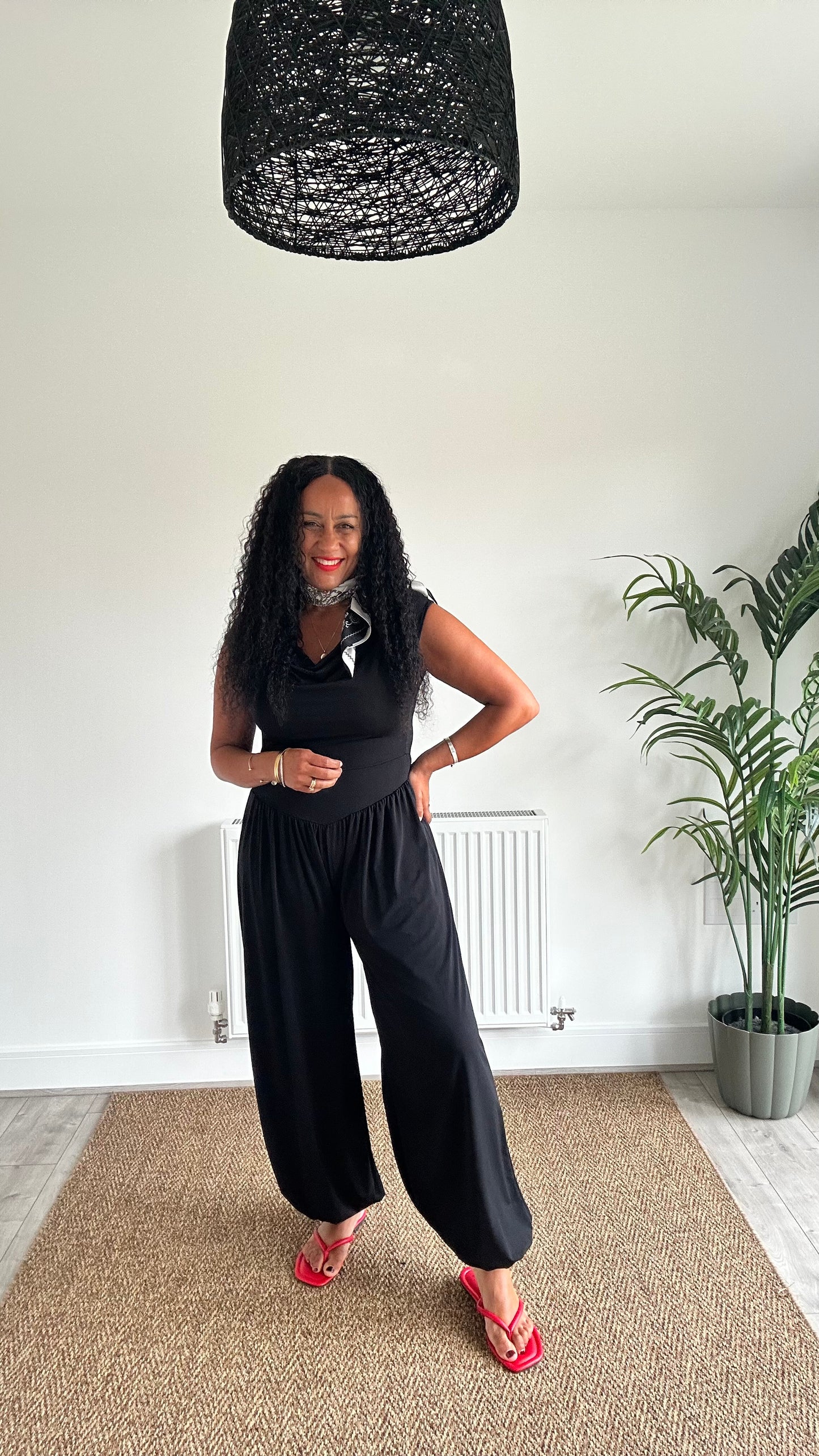 IRIE DRAPED NECK JUMPSUIT BLACK *New