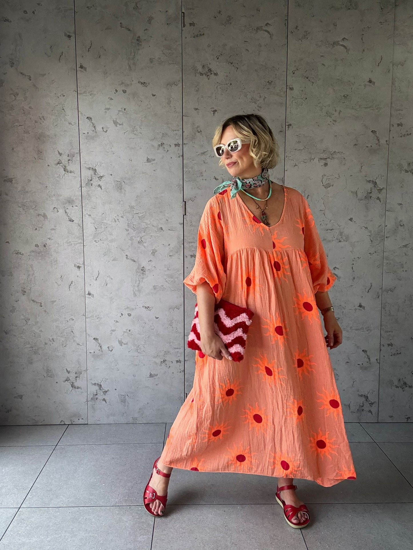 SUNBURST SMOCK DRESS ORANGE 🍊 *New