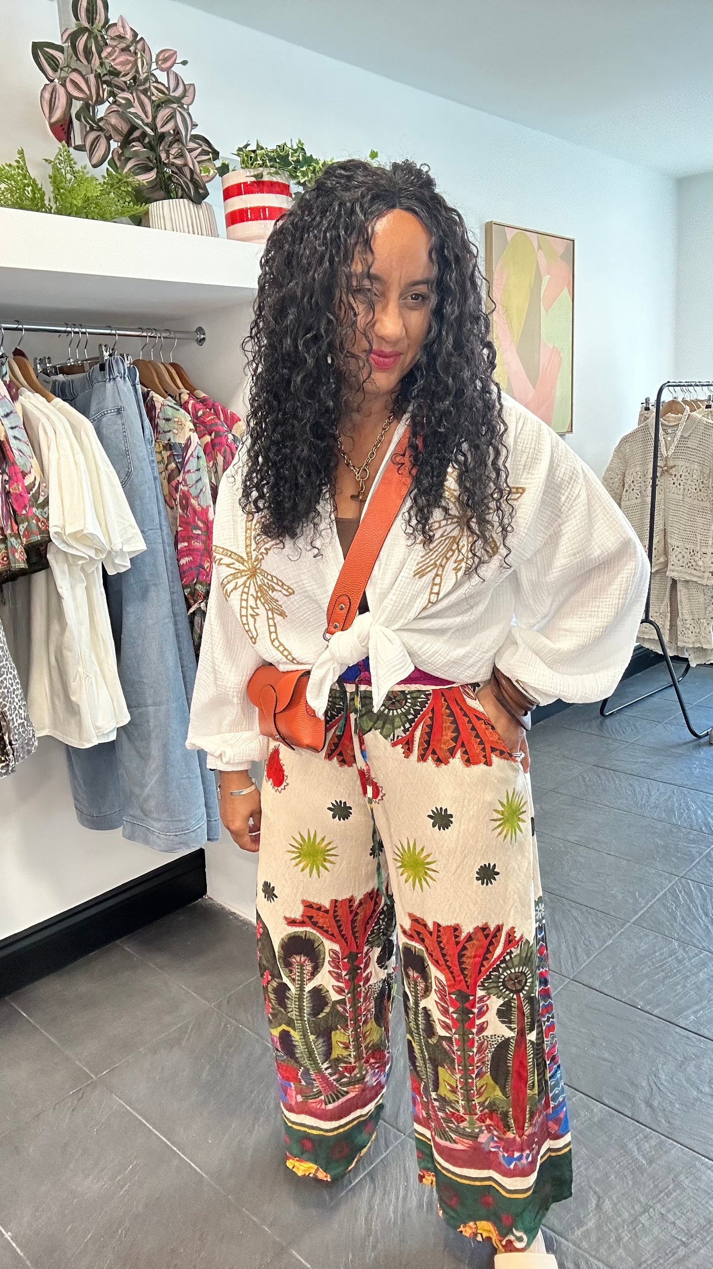 SALE GLASTO PALMA TROUSERS PINKS & MUSTARD