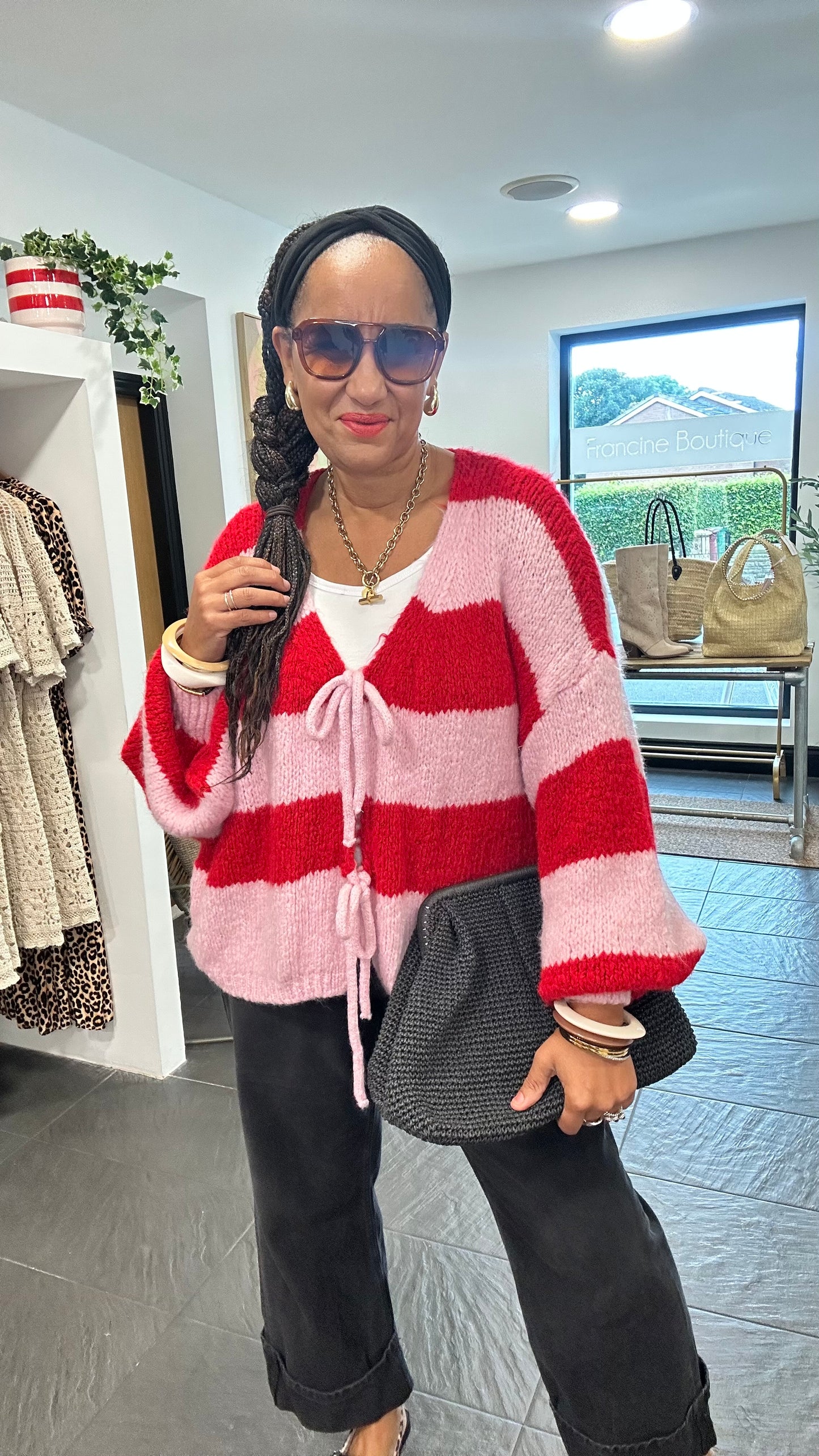 CANDY CARDIGAN PINK & RED *New