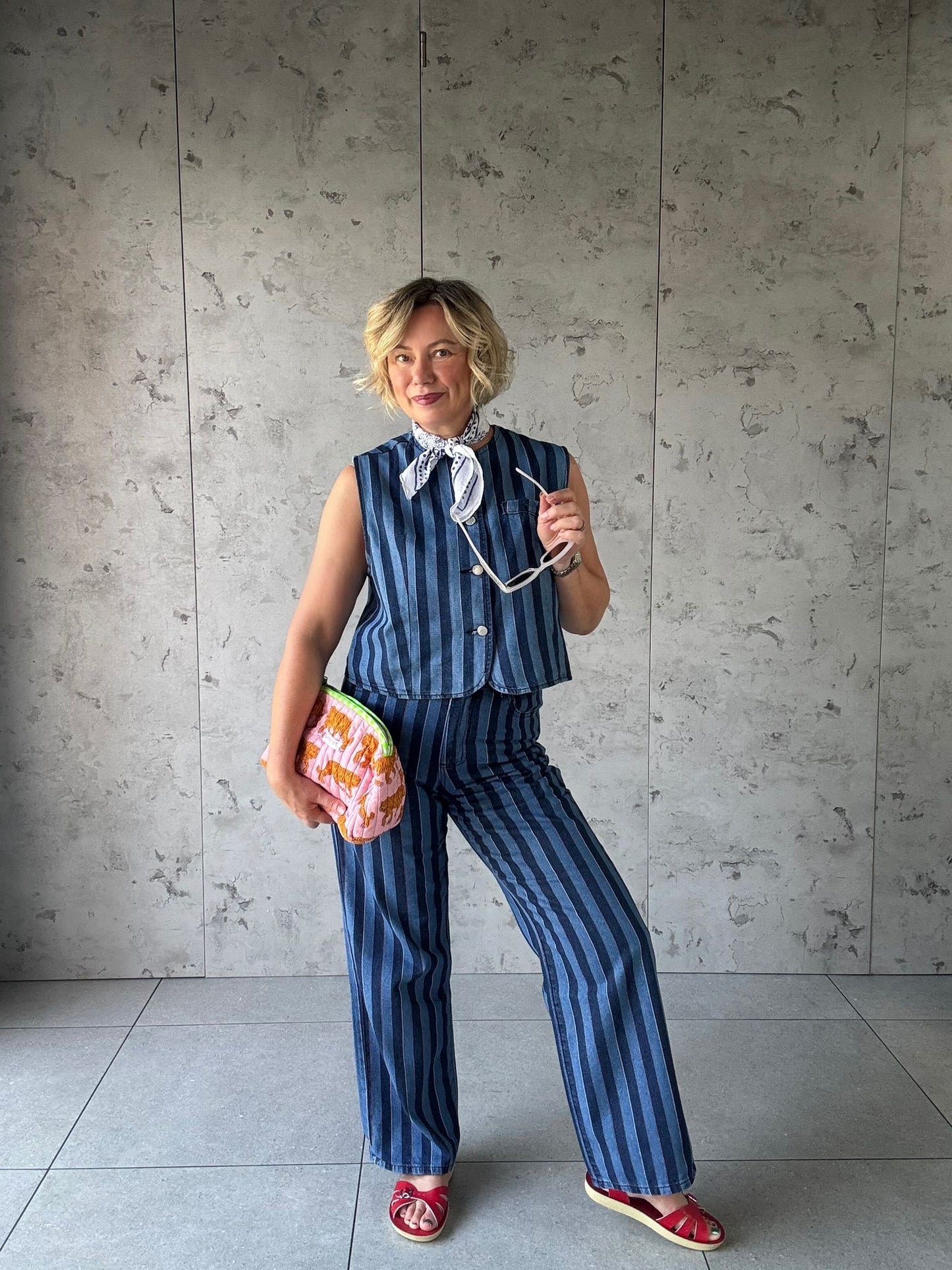 JAZ DENIM BLUE STRIPE WAISTCOAT *New