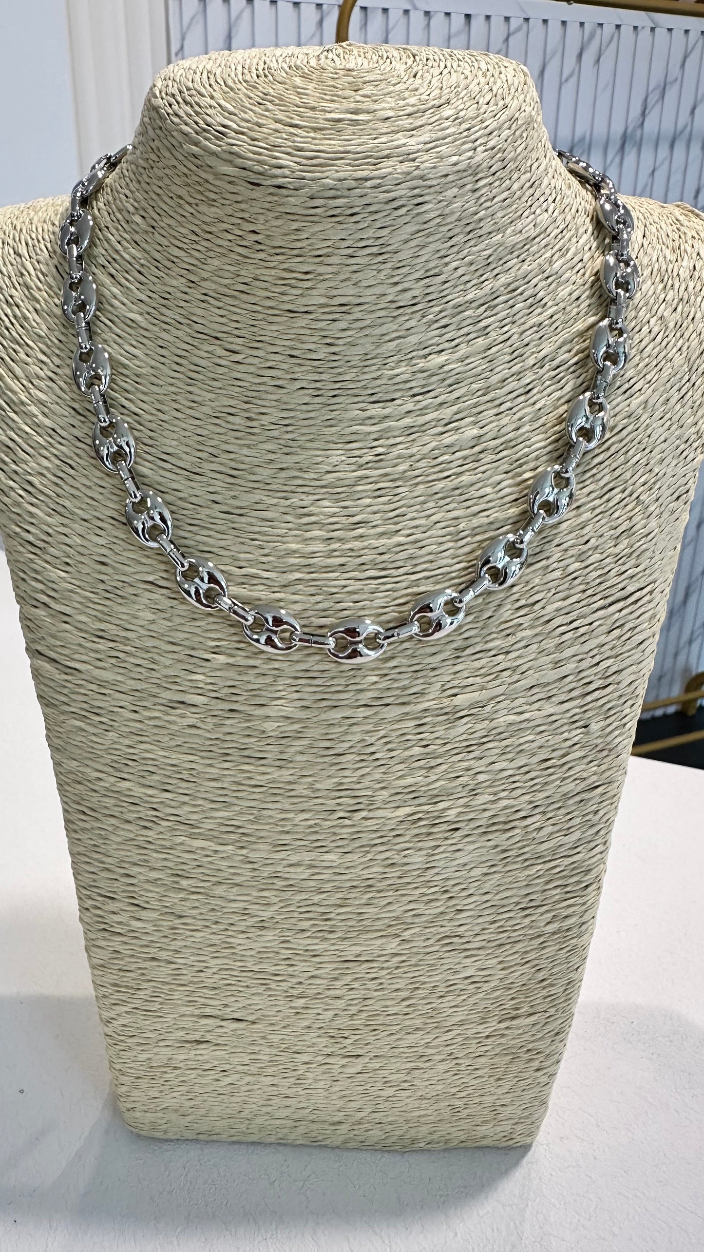 COFFEE BEAN NECKLACE SILVER