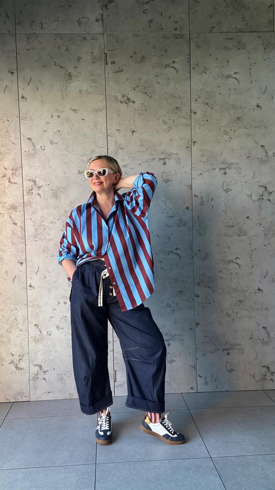 BLUE & BURGUNDY STRIPE SHIRT *New