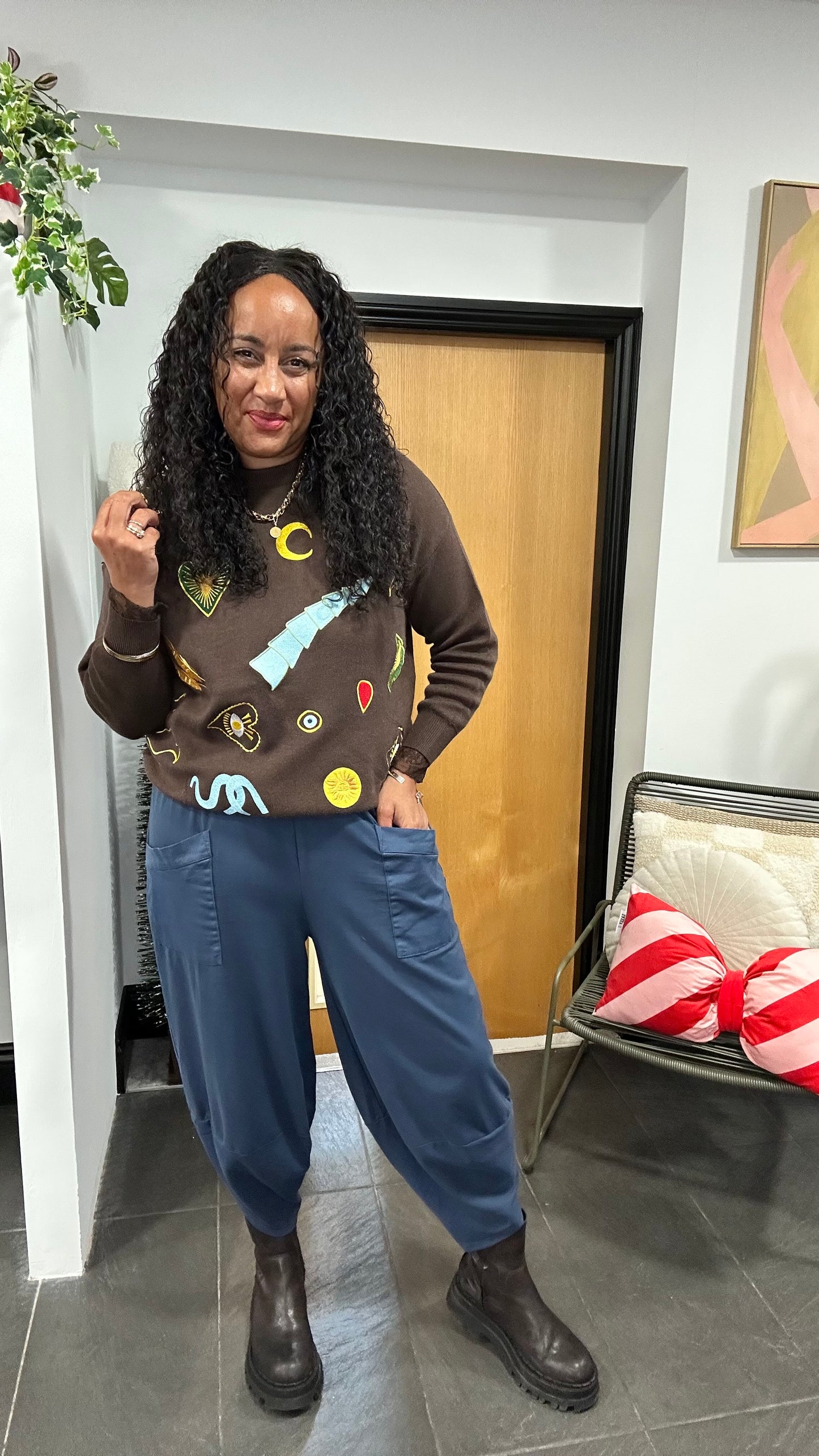 OG DEBORAH POCKET BALLOON TROUSERS DENIM BLUE *New