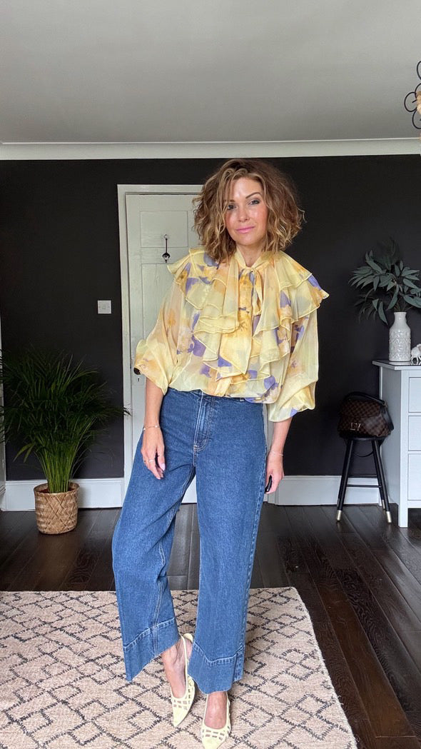 SALE DUBAI PUSSY BOW BLOUSE YELLOW