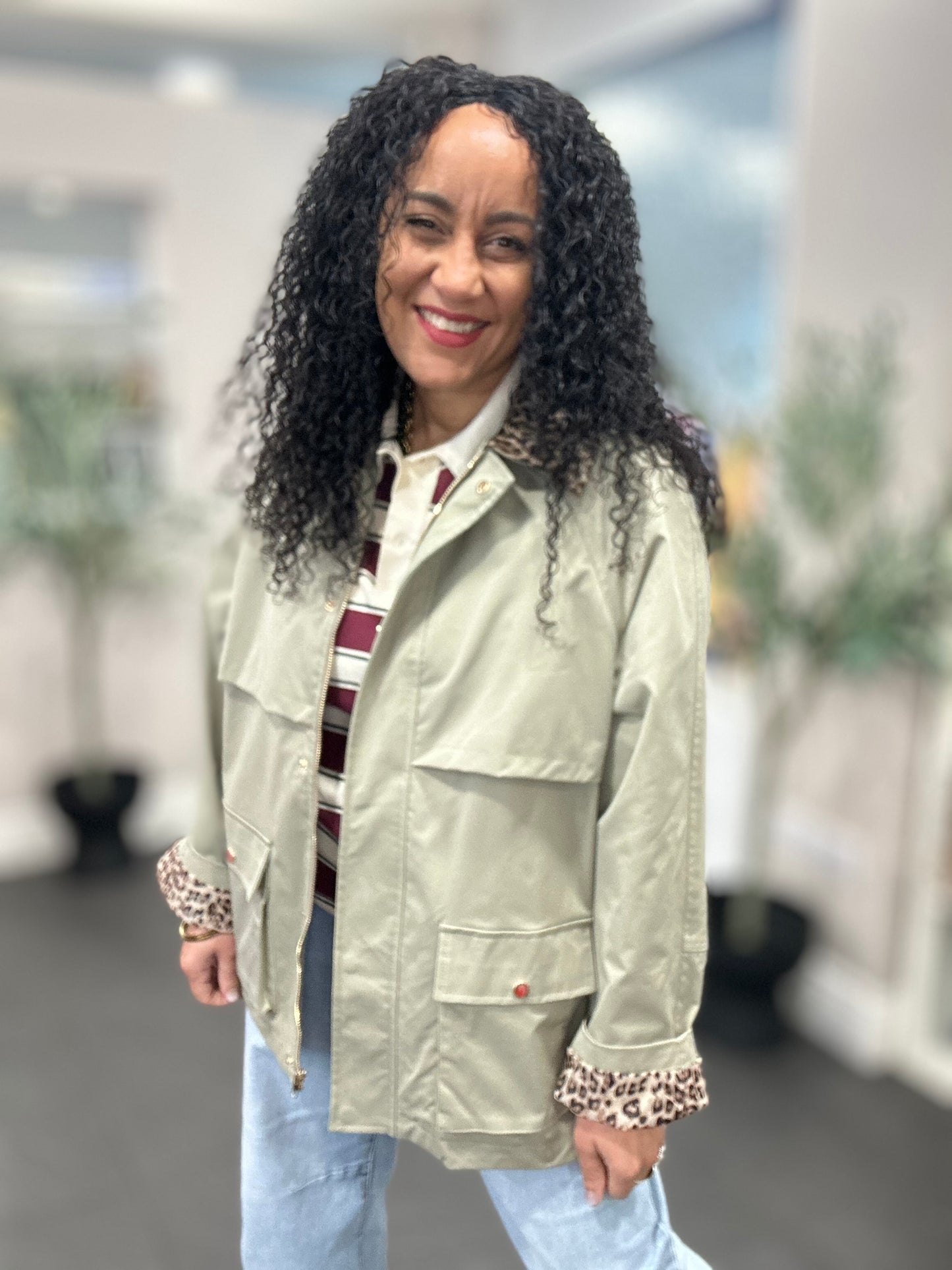 SALE BARBARA LEOPARD TRIM JACKET