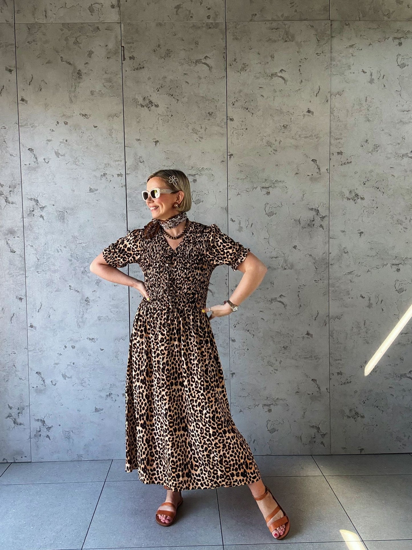 ELAINE LEOPARD PUFF SLEEVE MAXI DRESS *New