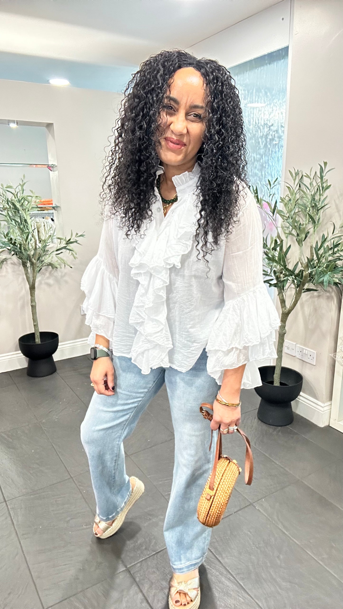 BOHO FRILL BLOUSE WHITE *New