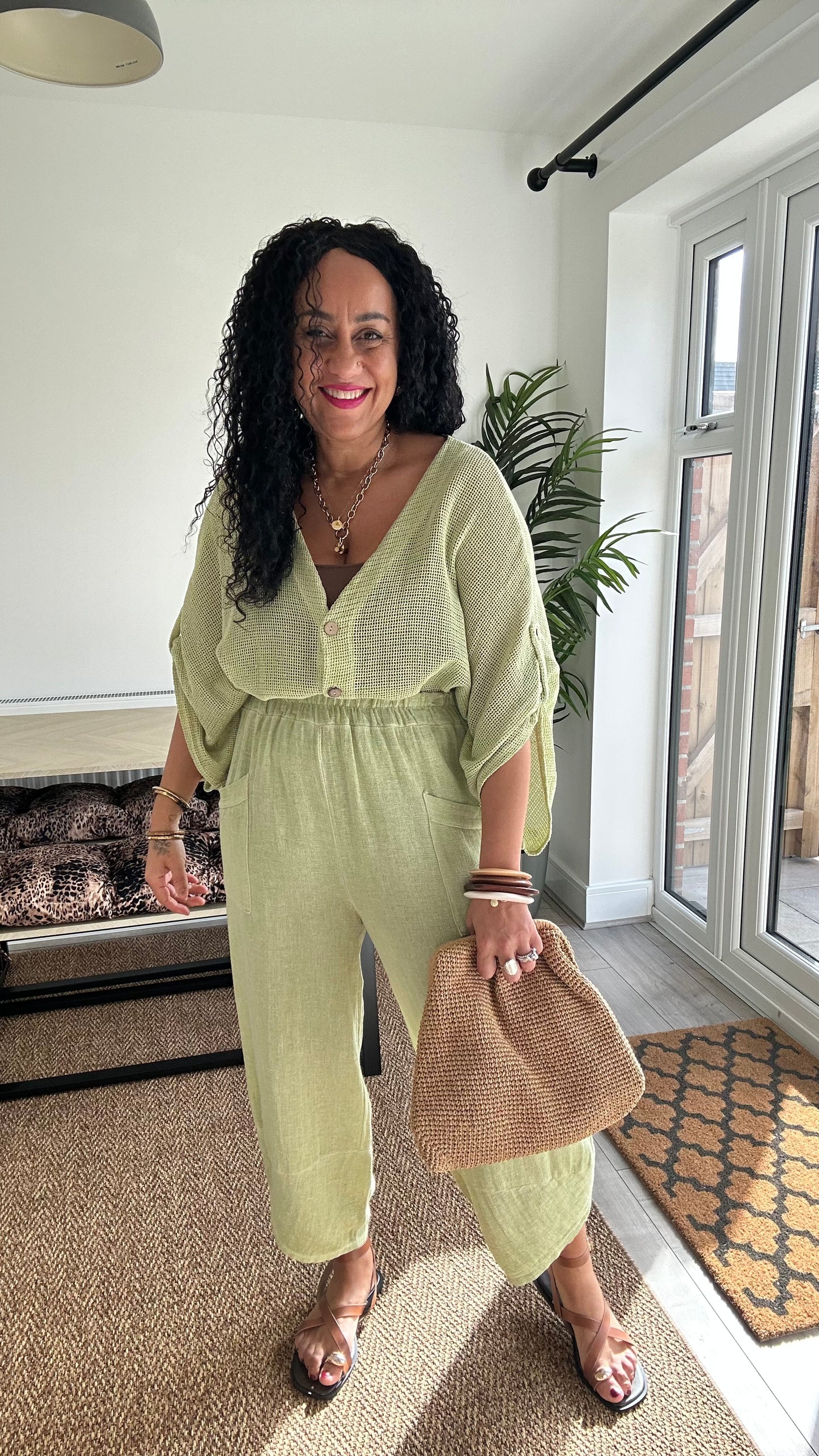 DERBY WAFFLE CARDIGAN APLLE GREEN *New