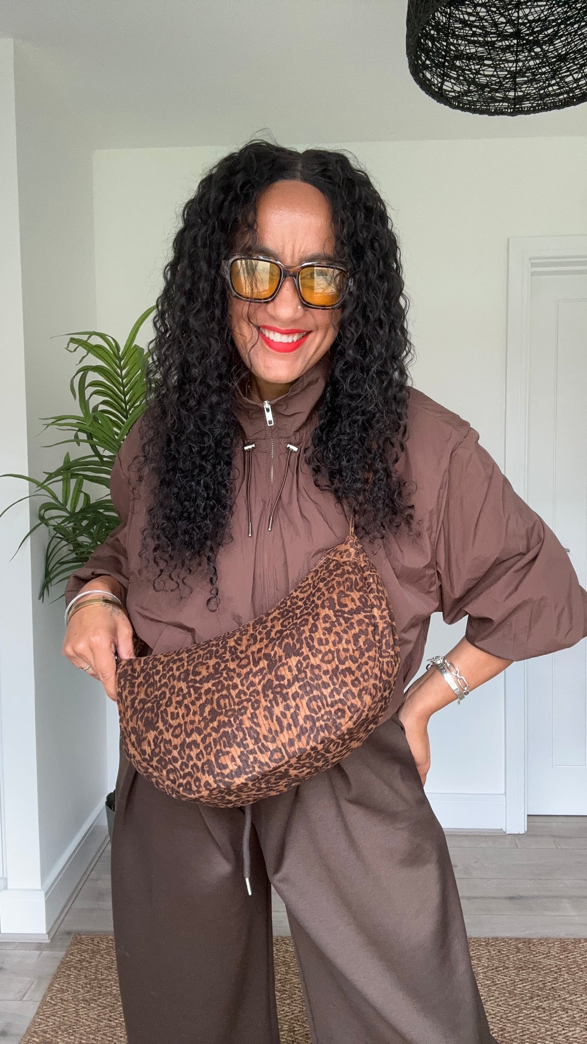 MILLIE LEOPARD MOON BAG LIGHT BROWN LEOPARD *New