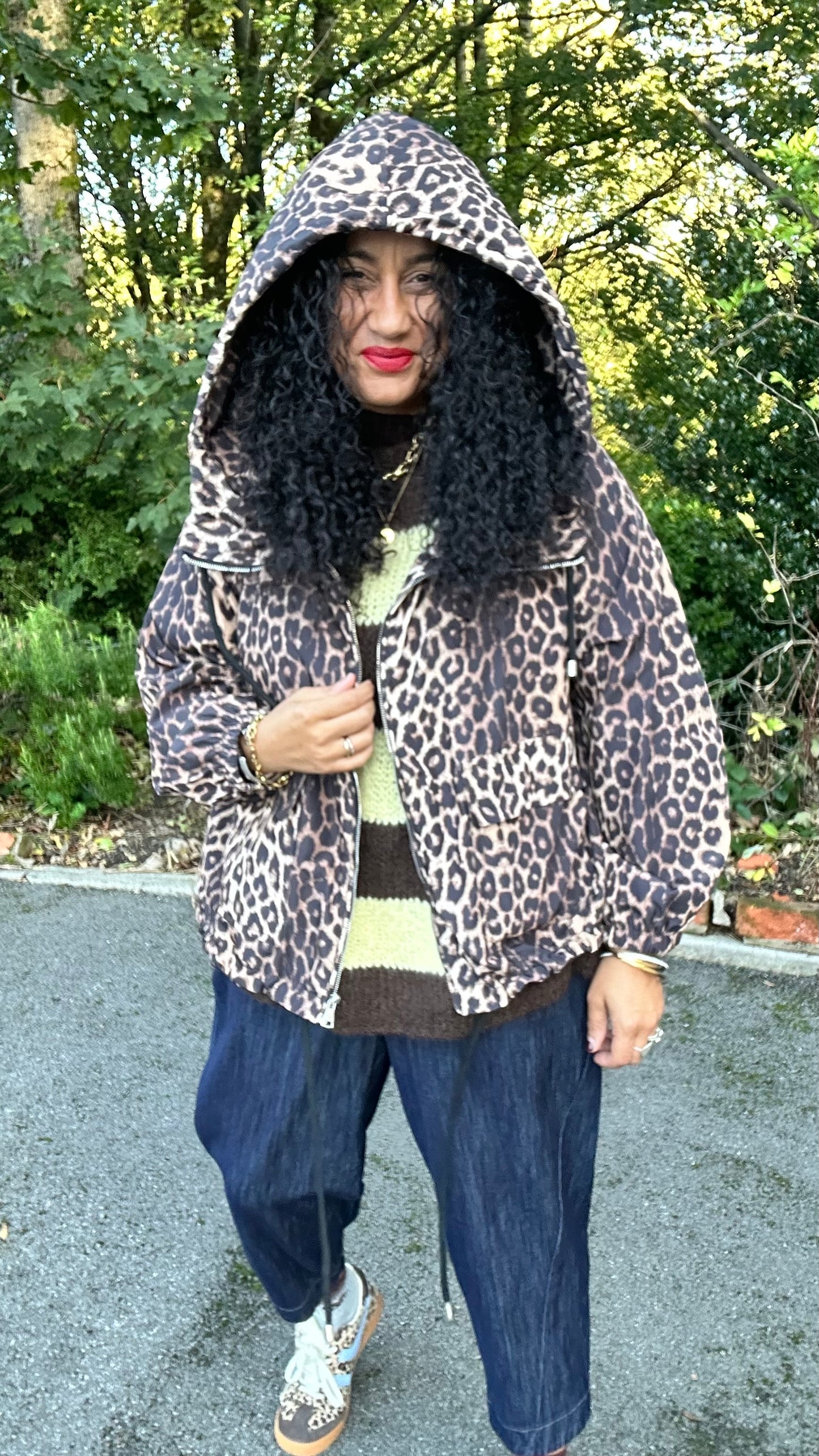 DAMSON LEOPARD PRINT HOODED JACKET *New