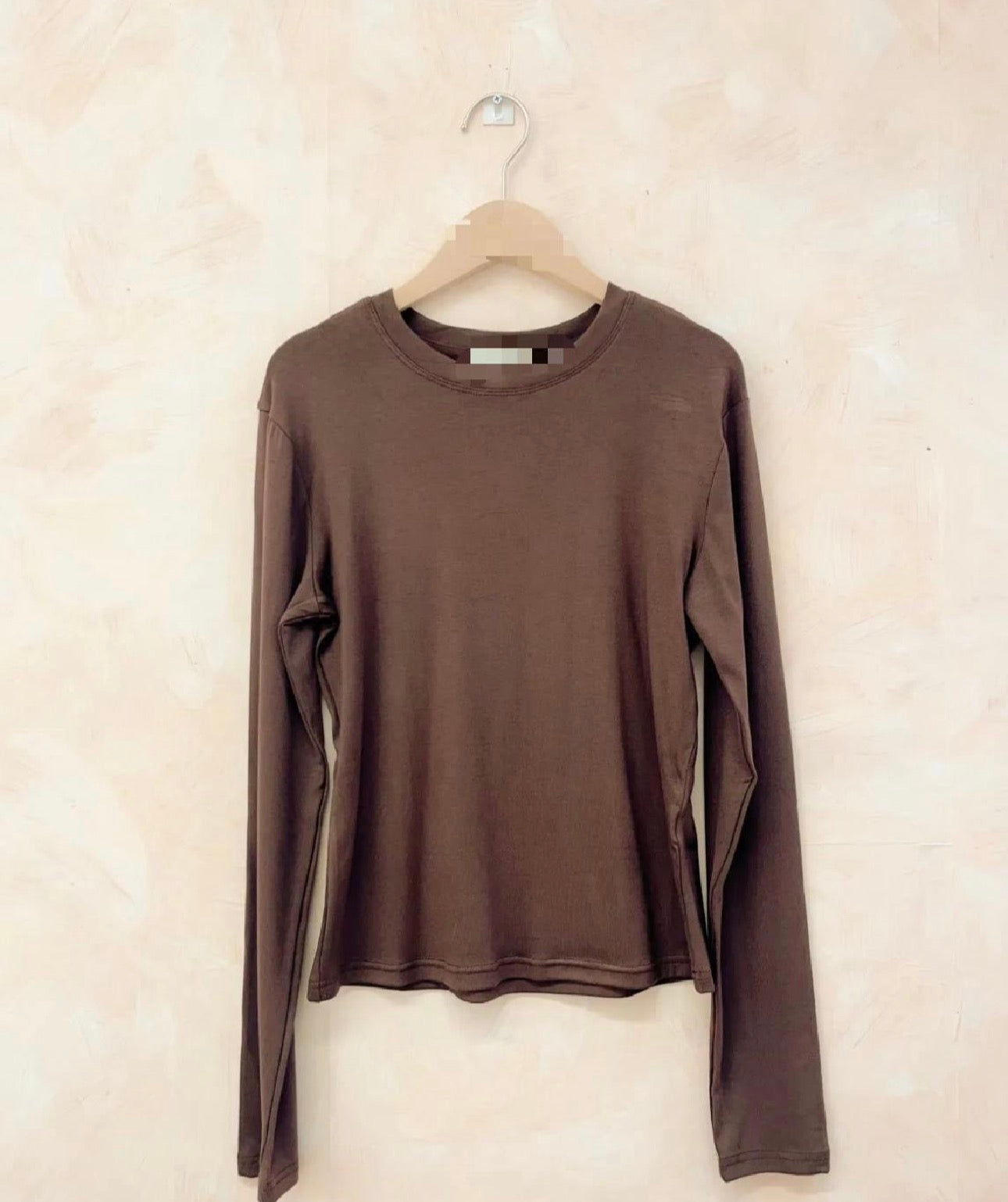 SALE BASIC LONG SLEEVED COTTON TOP CHOCOLATE
