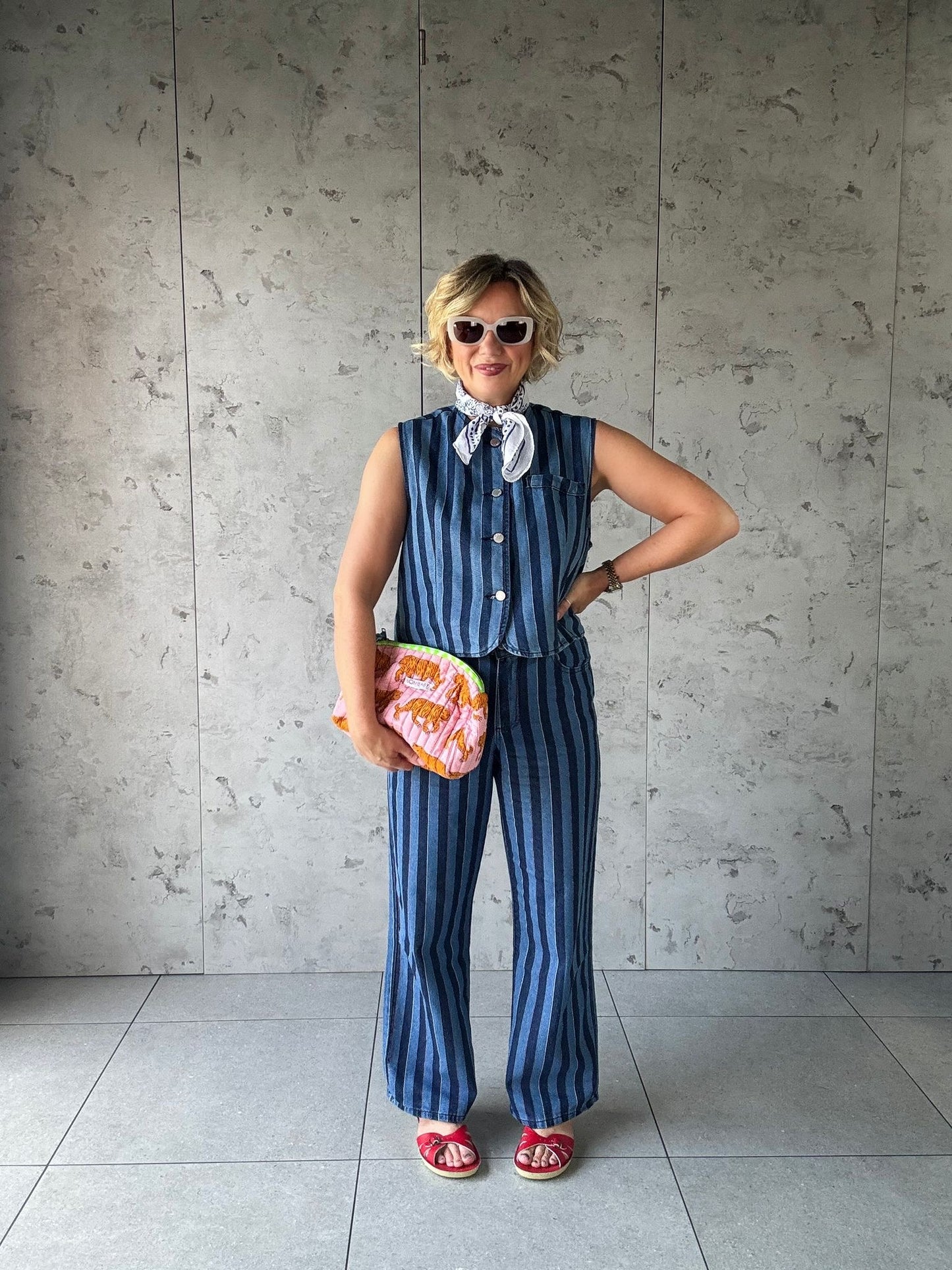 JAZ DENIM BLUE STRIPE WAISTCOAT *New