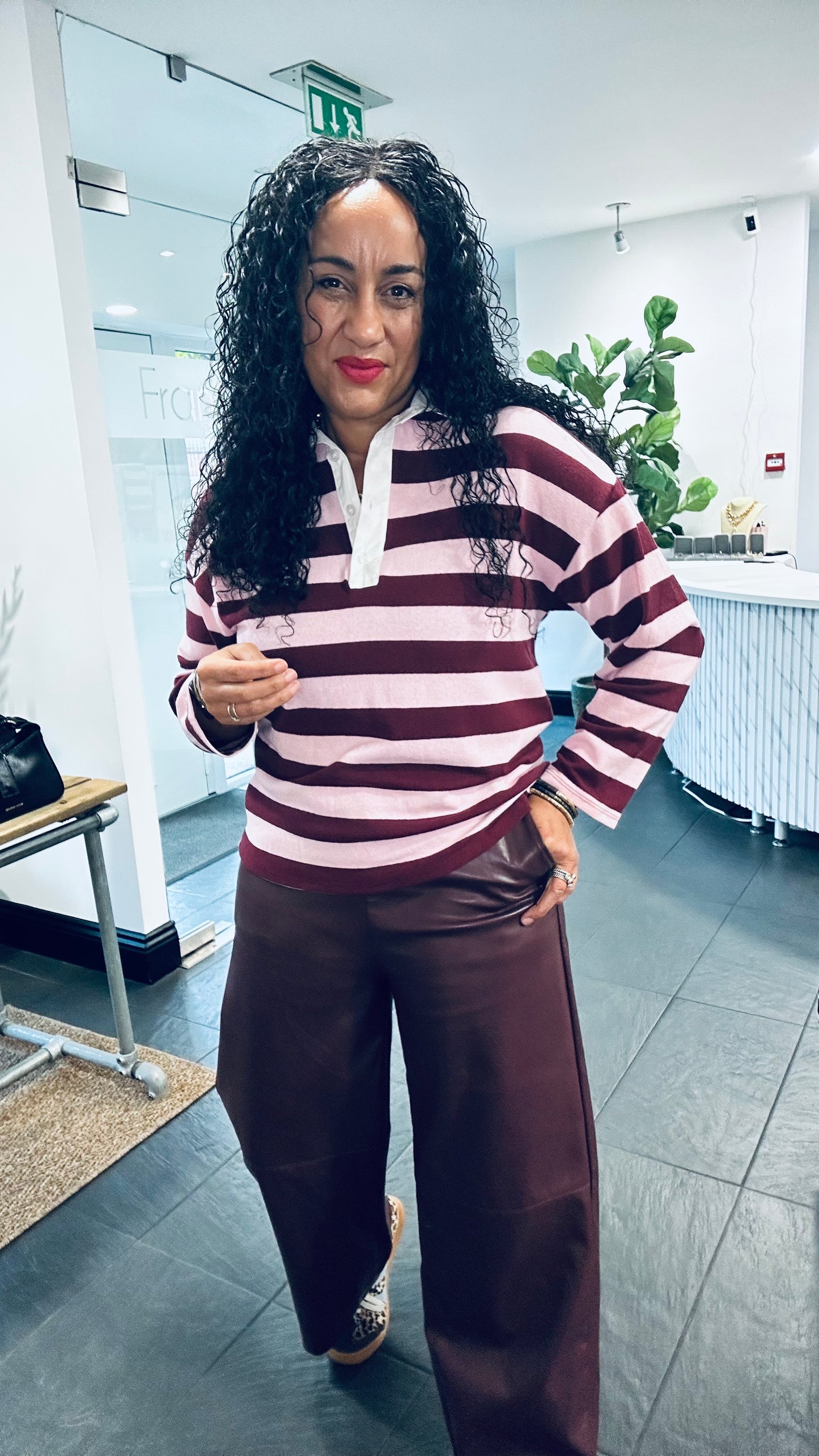 STRIPED RUGBY SHIRT BURGUNDY & PINK 🍇🩷 *New