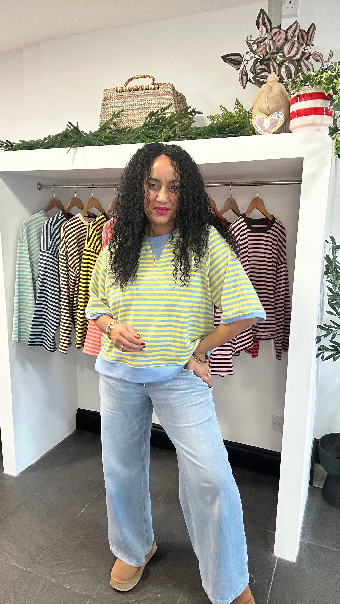 ALEX STRIPED RELAXED T SHIRT BLUE & YELLOW *New