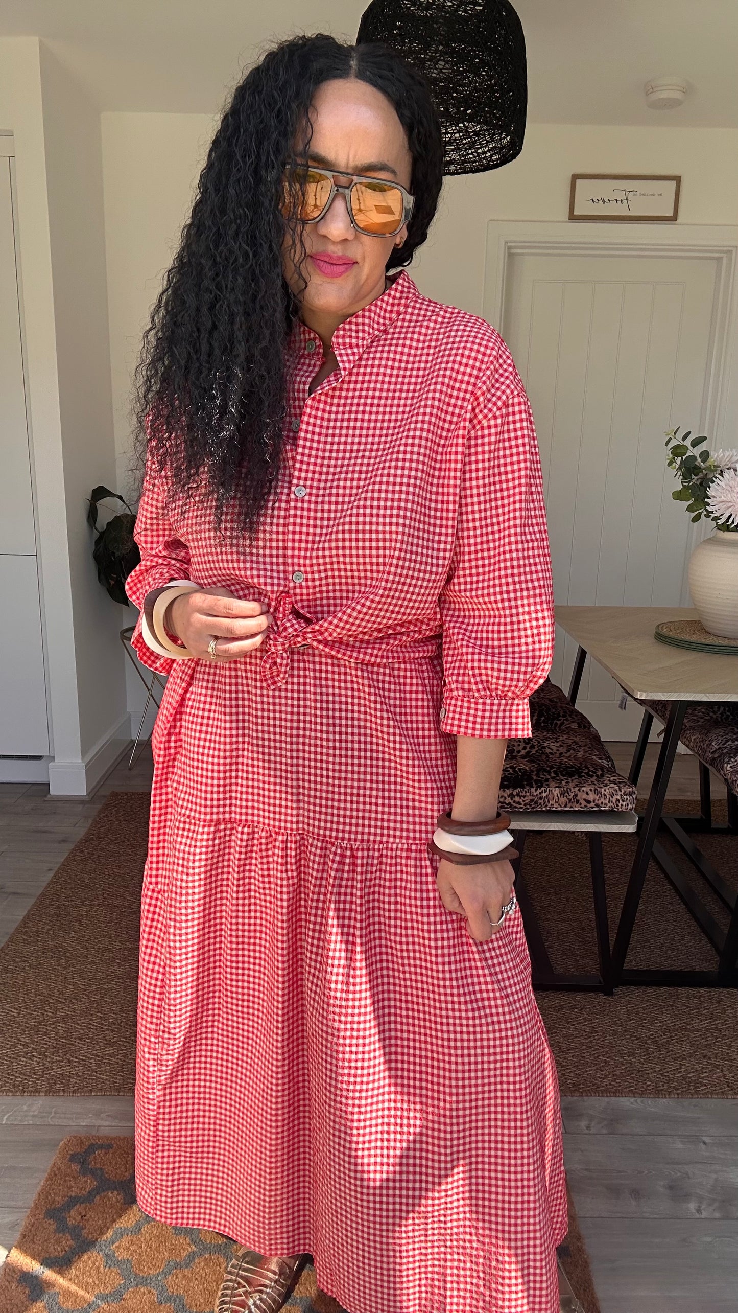 AVA GINGHAM SKIRT RED *New