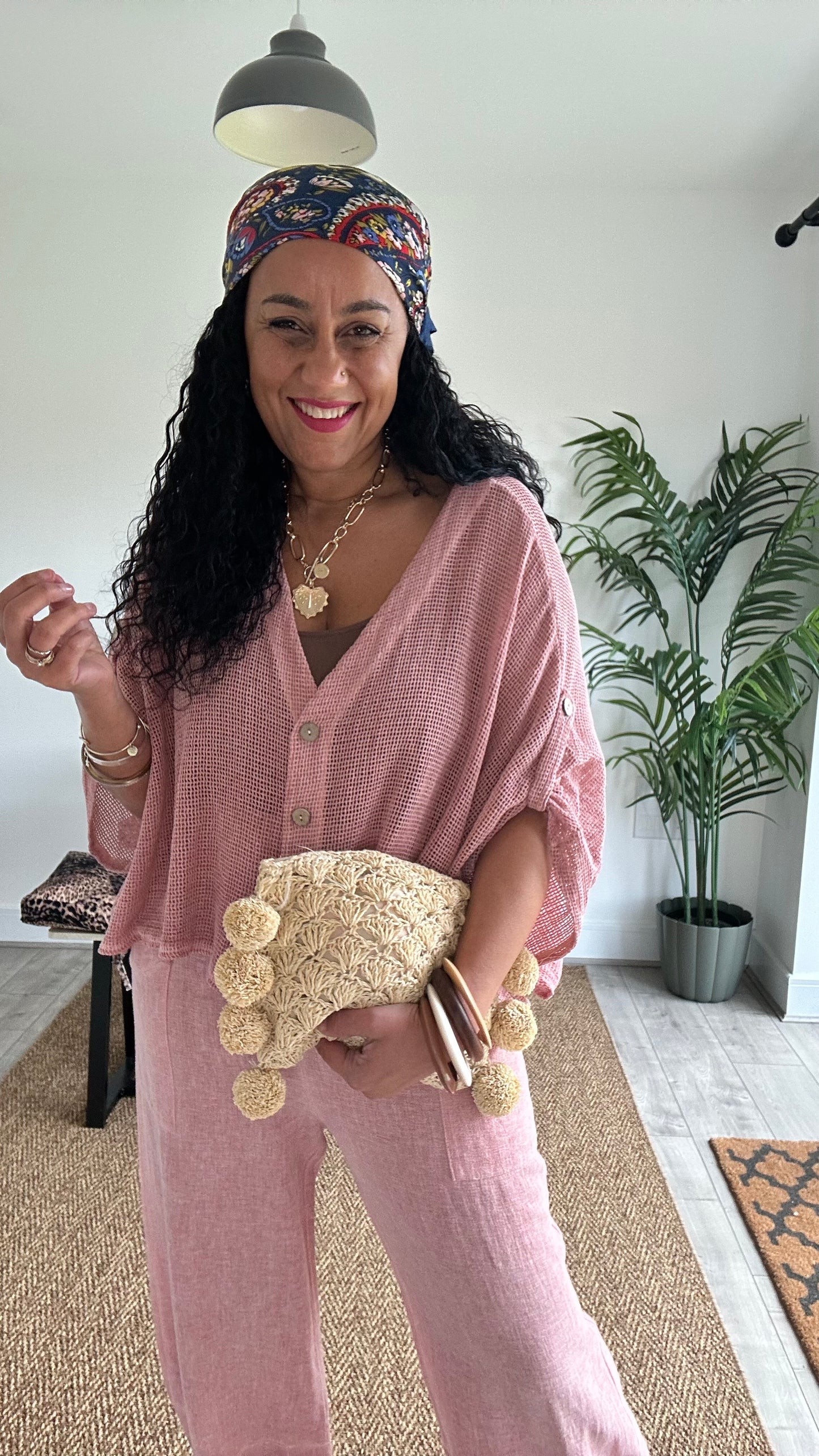 DERBY WAFFLE CARDIGAN SALMON PINK *New