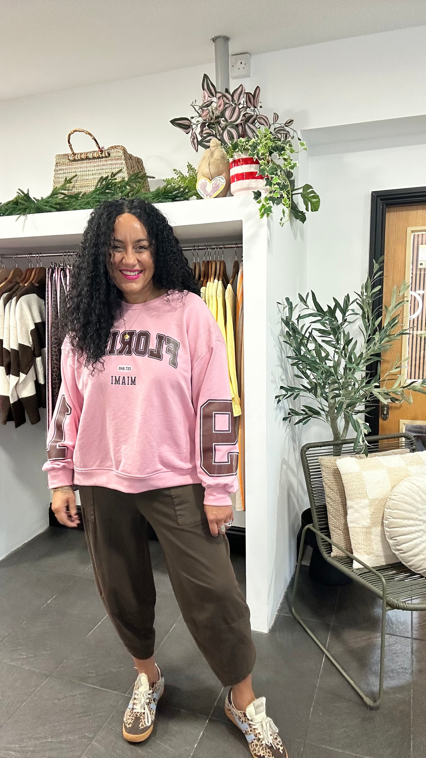 FLORIDA VARSITY SLOGAN SWEATSHIRT PINK *New