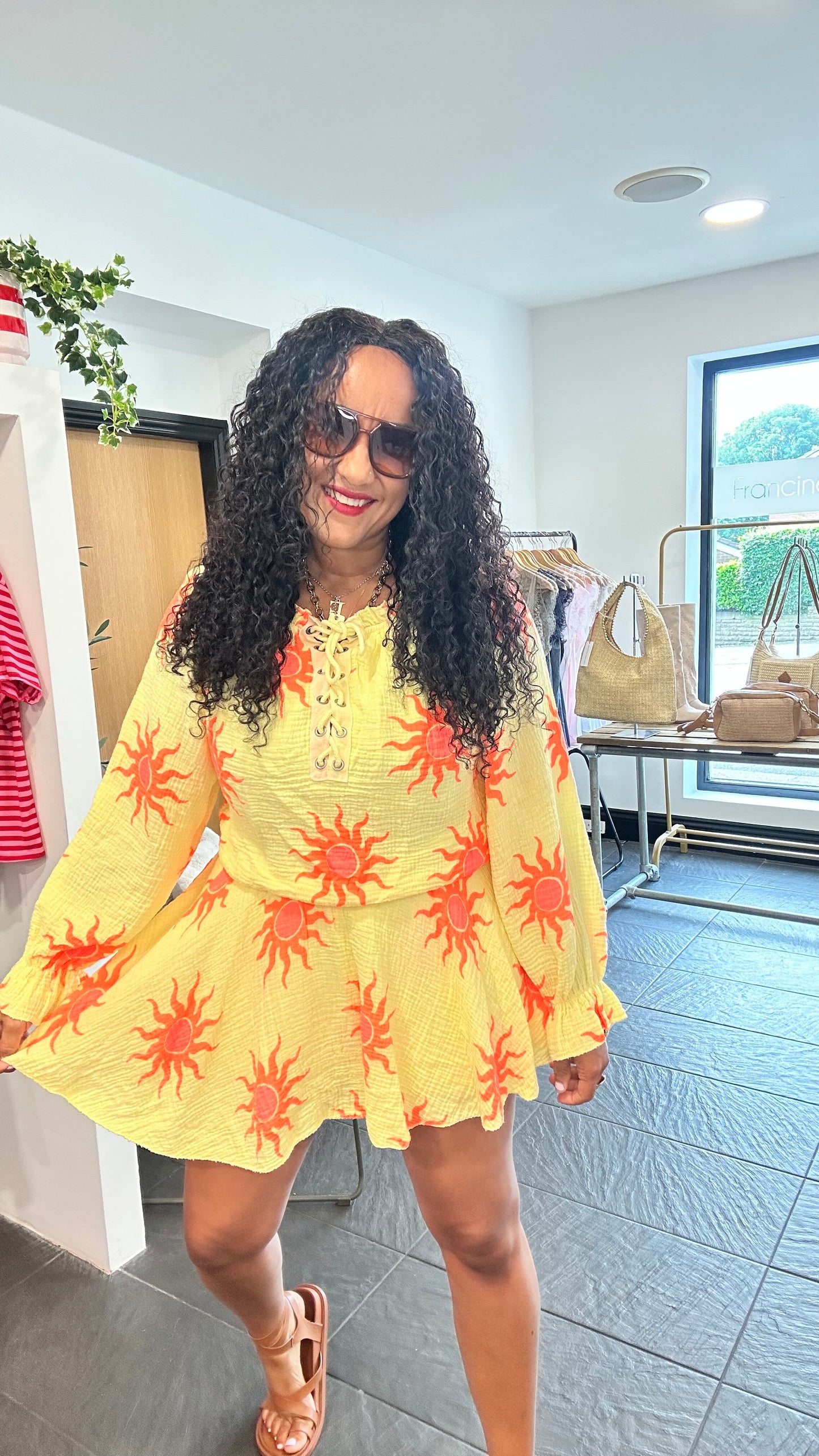 SALE SUNBURST PLAYSUIT YELLOW