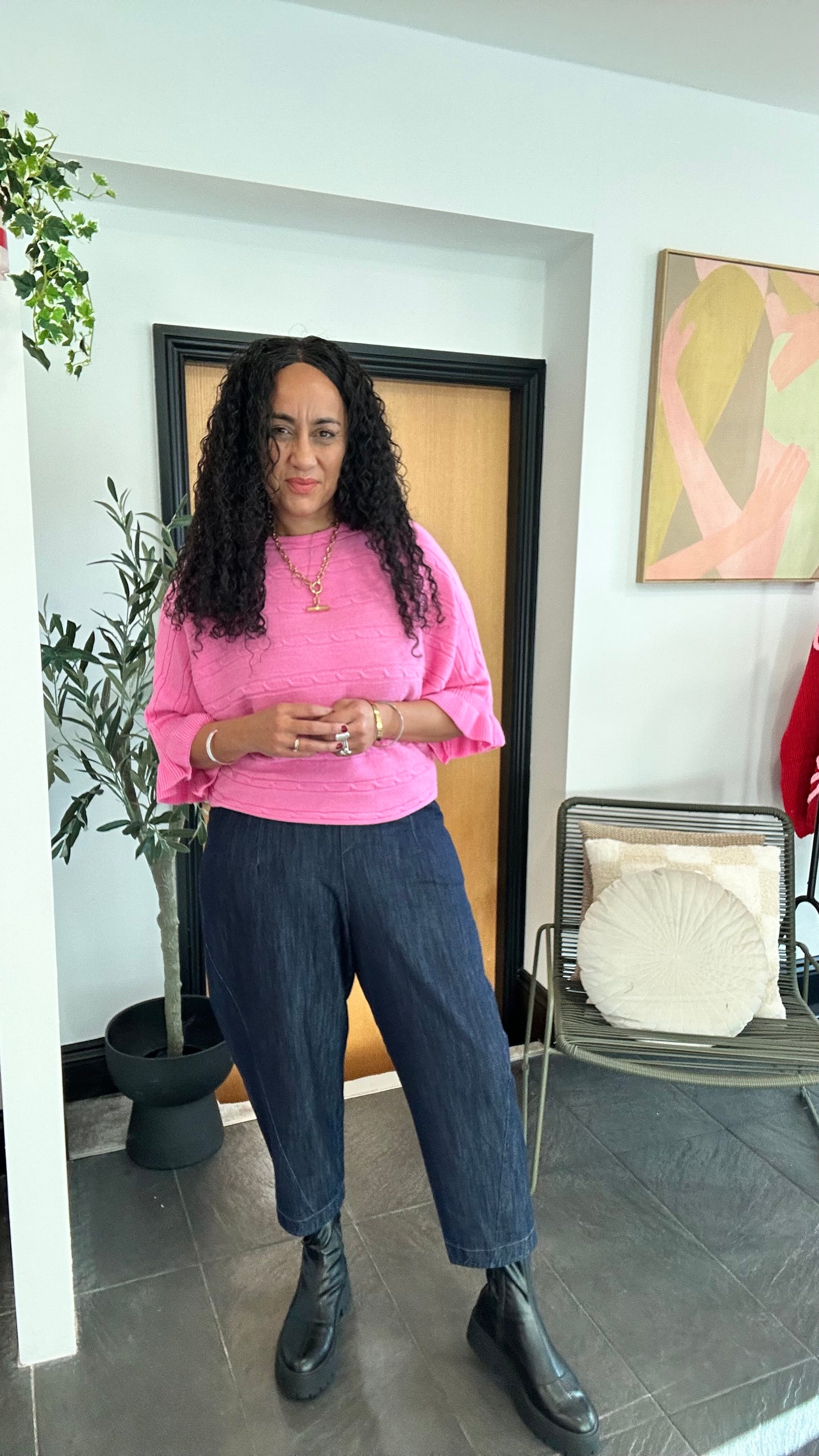 BARREL LEG JOGGERS DARK WASH DENIM *New