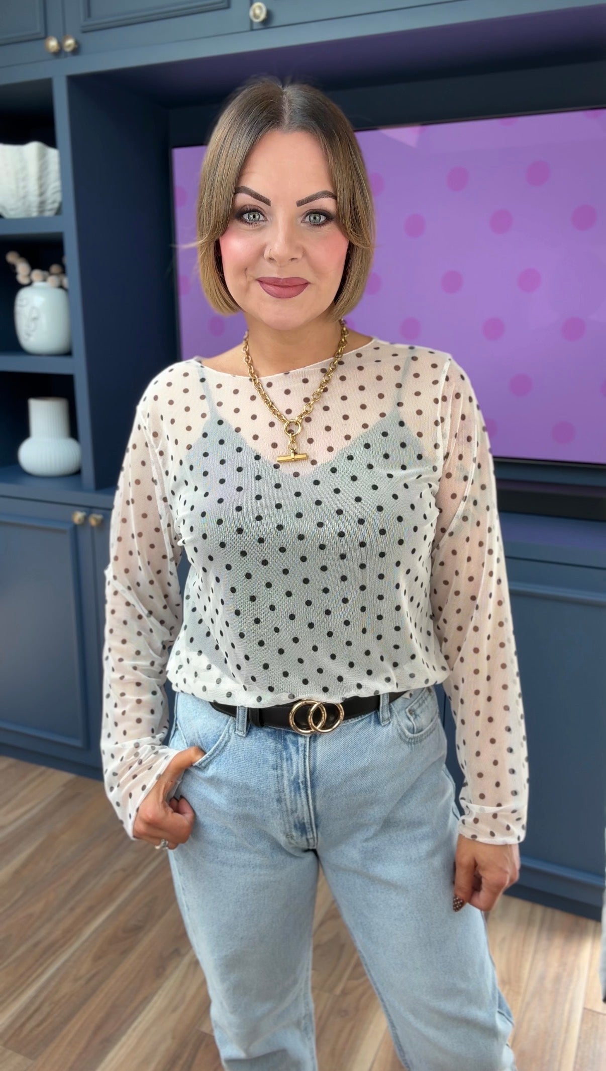 CANDICE POLKA DOT LAYERING TOP CREAM *New