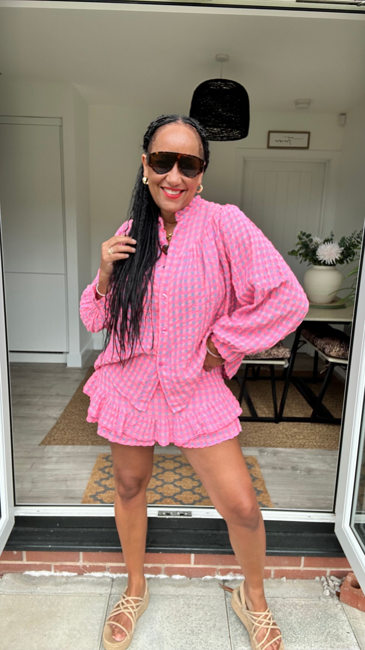 IBIZA PERRIE GINGHAM SHORTS PINK & BLUE *New