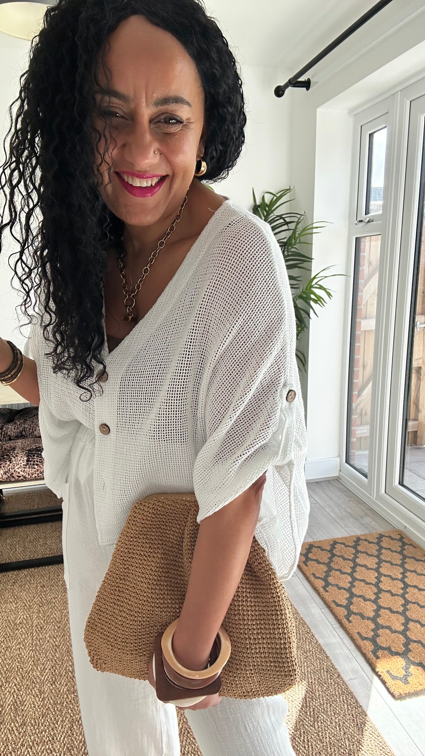 DERBY WAFFLE CARDIGAN WHITE *New