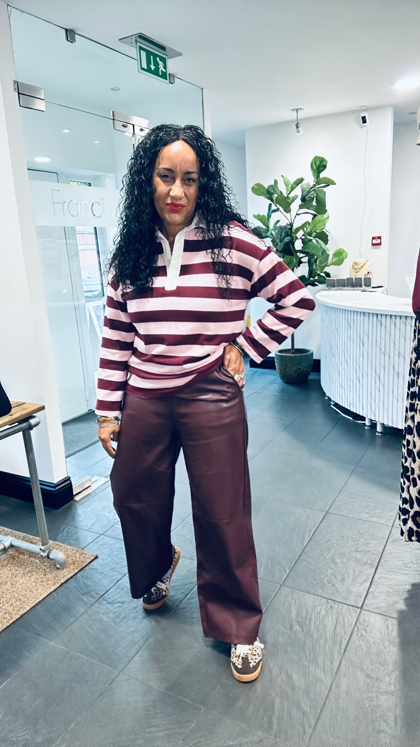 STRIPED RUGBY SHIRT BURGUNDY & PINK 🍇🩷 *New