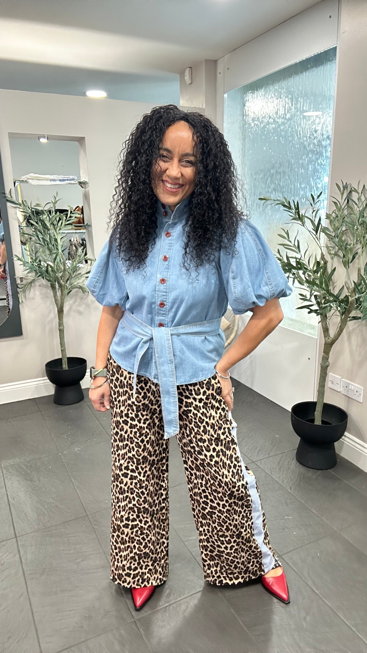 FERN LEOPARD & STRIPE TROUSERS *New