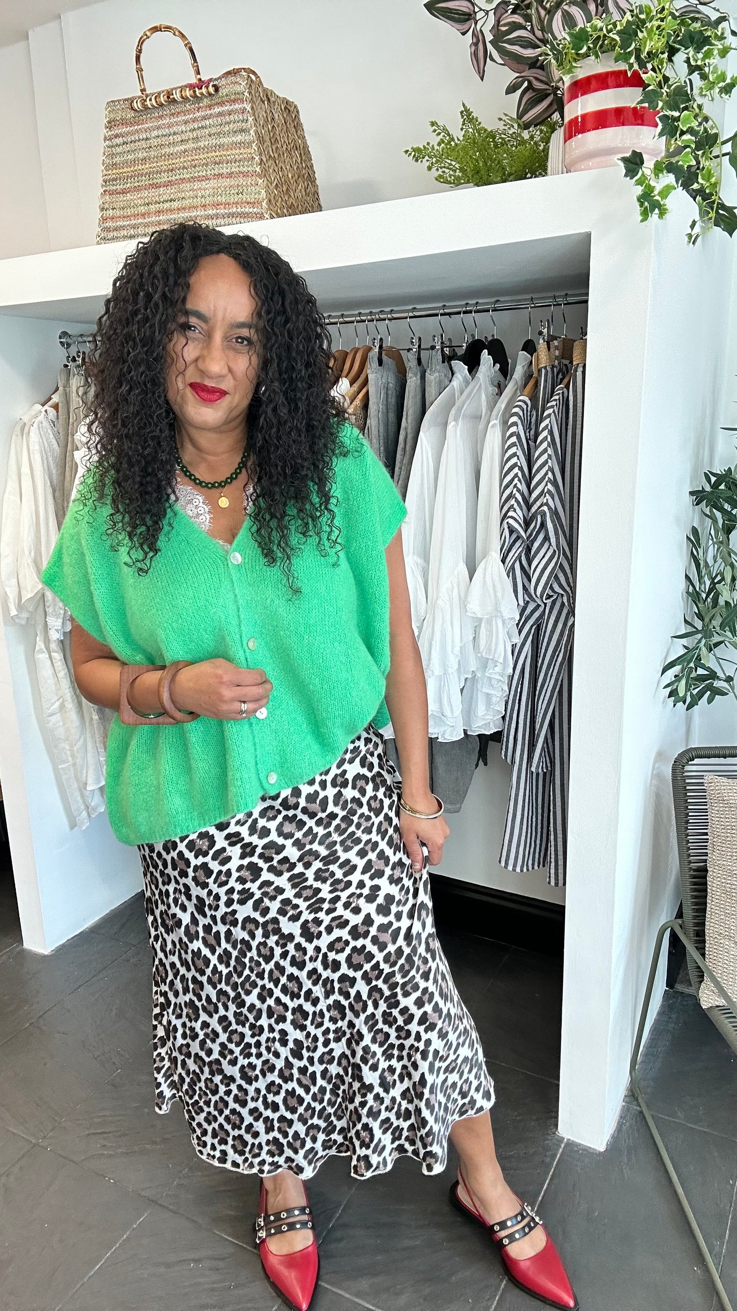 RYNISE TRADITIONAL LEOPARD SKIRT GREY *New