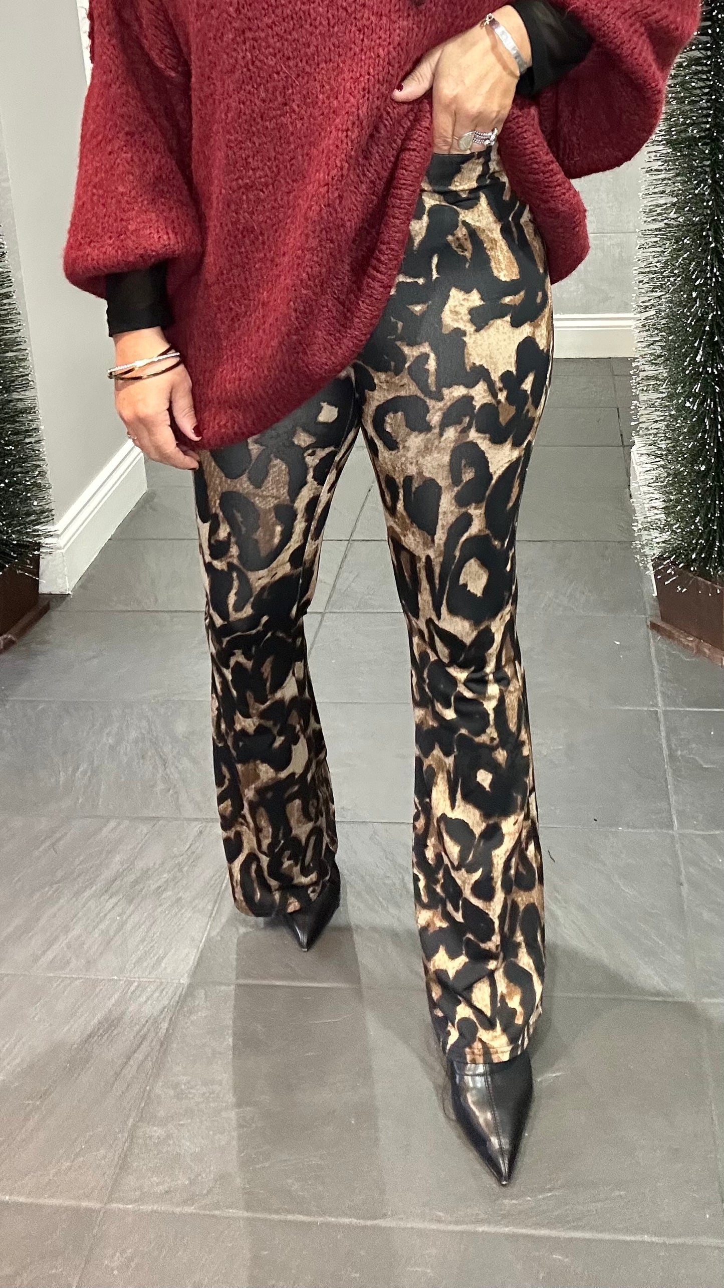 MARBLE LEOPARD KICK FLARES