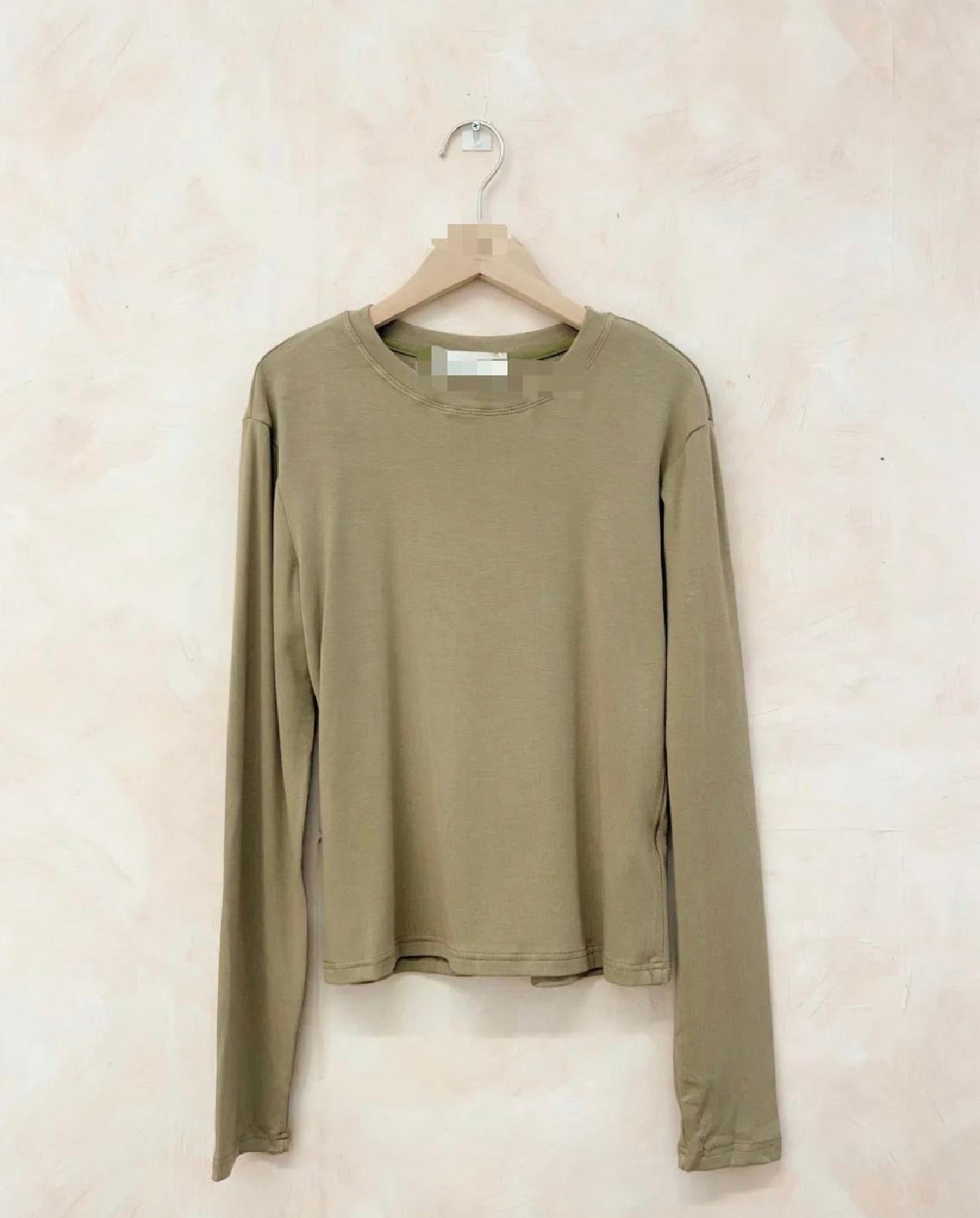 SALE BASIC LONG SLEEVED COTTON TOP KHAKI