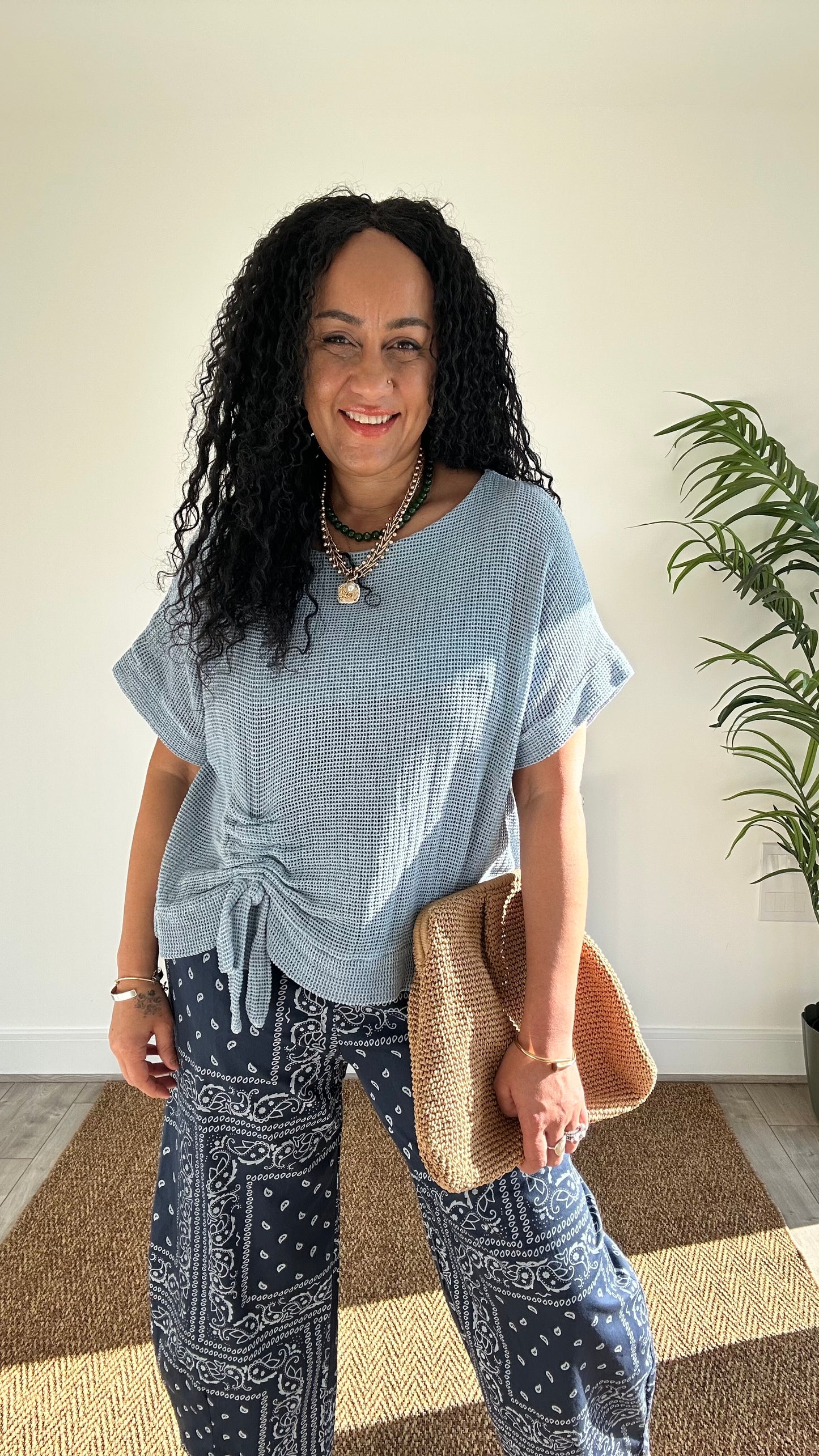 SAMMIE WAFFLE TOPS POWDER BLUE *New