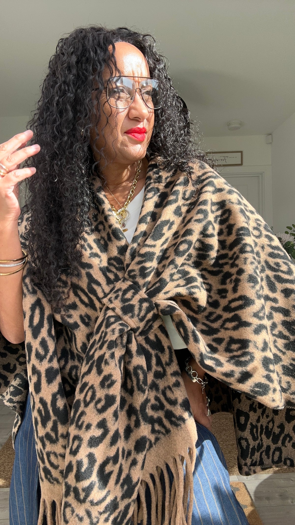 ANUKA LEOPARD CAPE PONCHO *New