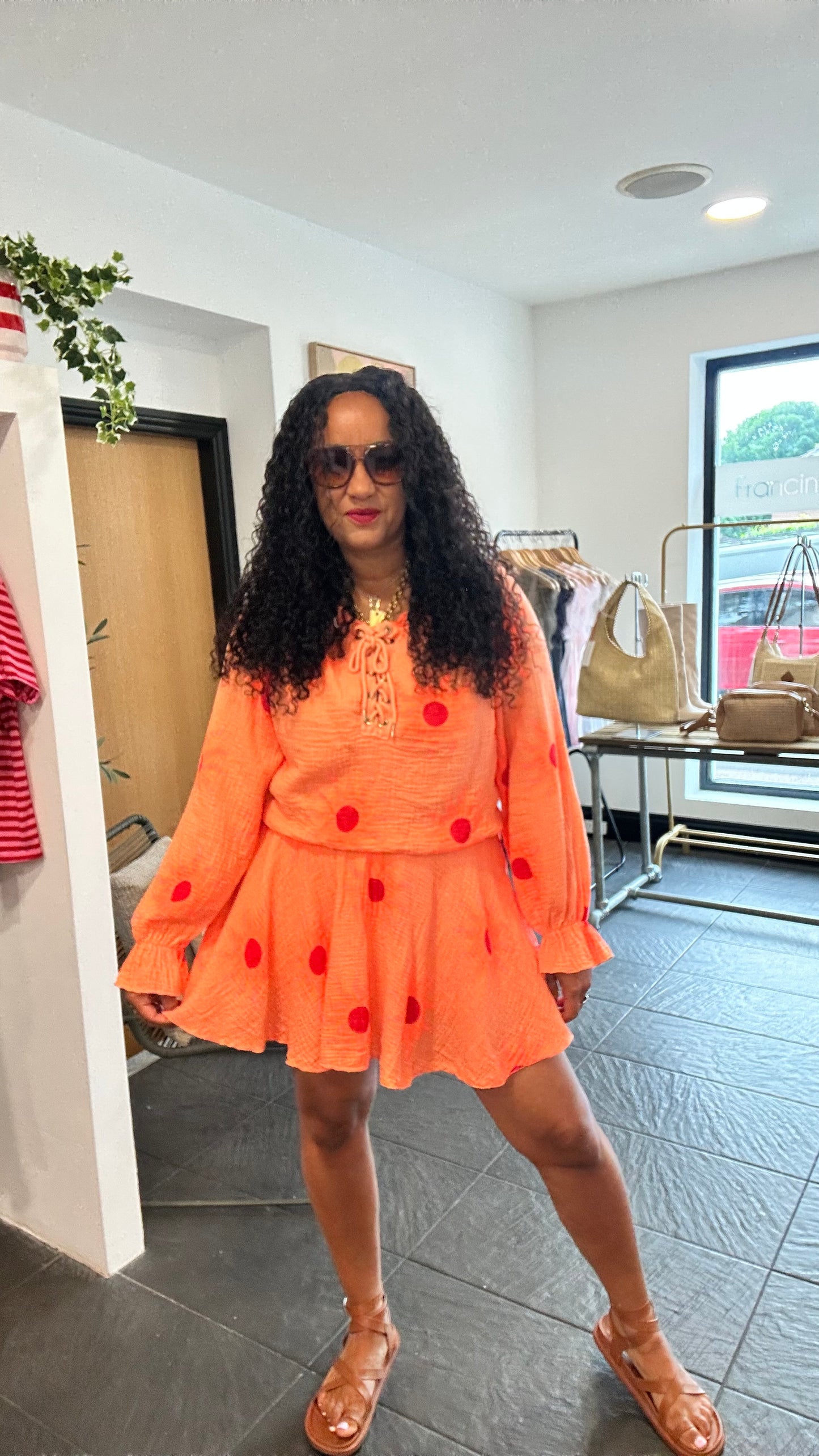 SALE SUNBURST PLAYSUIT ORANGE