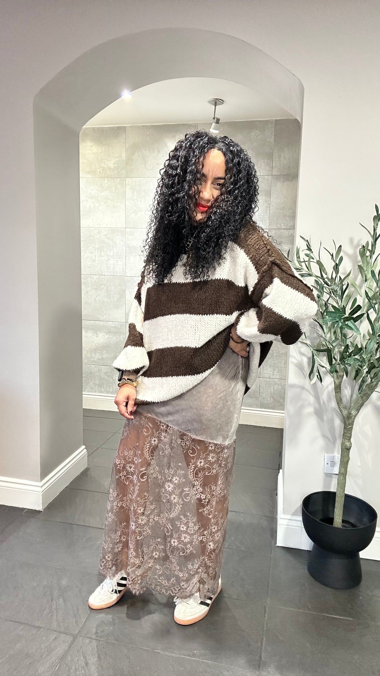 SALE PENNY BROWN LACE MAXI SKIRT