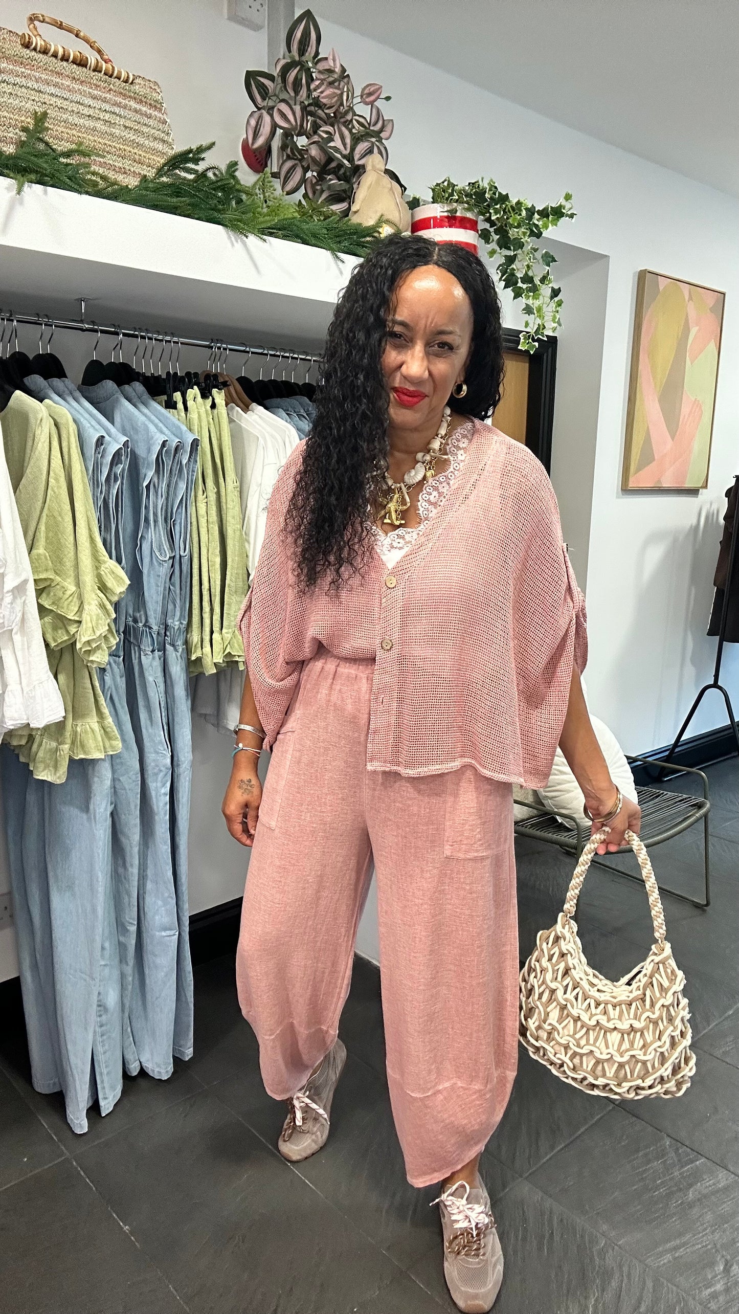 DERBY WAFFLE CARDIGAN DUSTY ROSE PINK *New