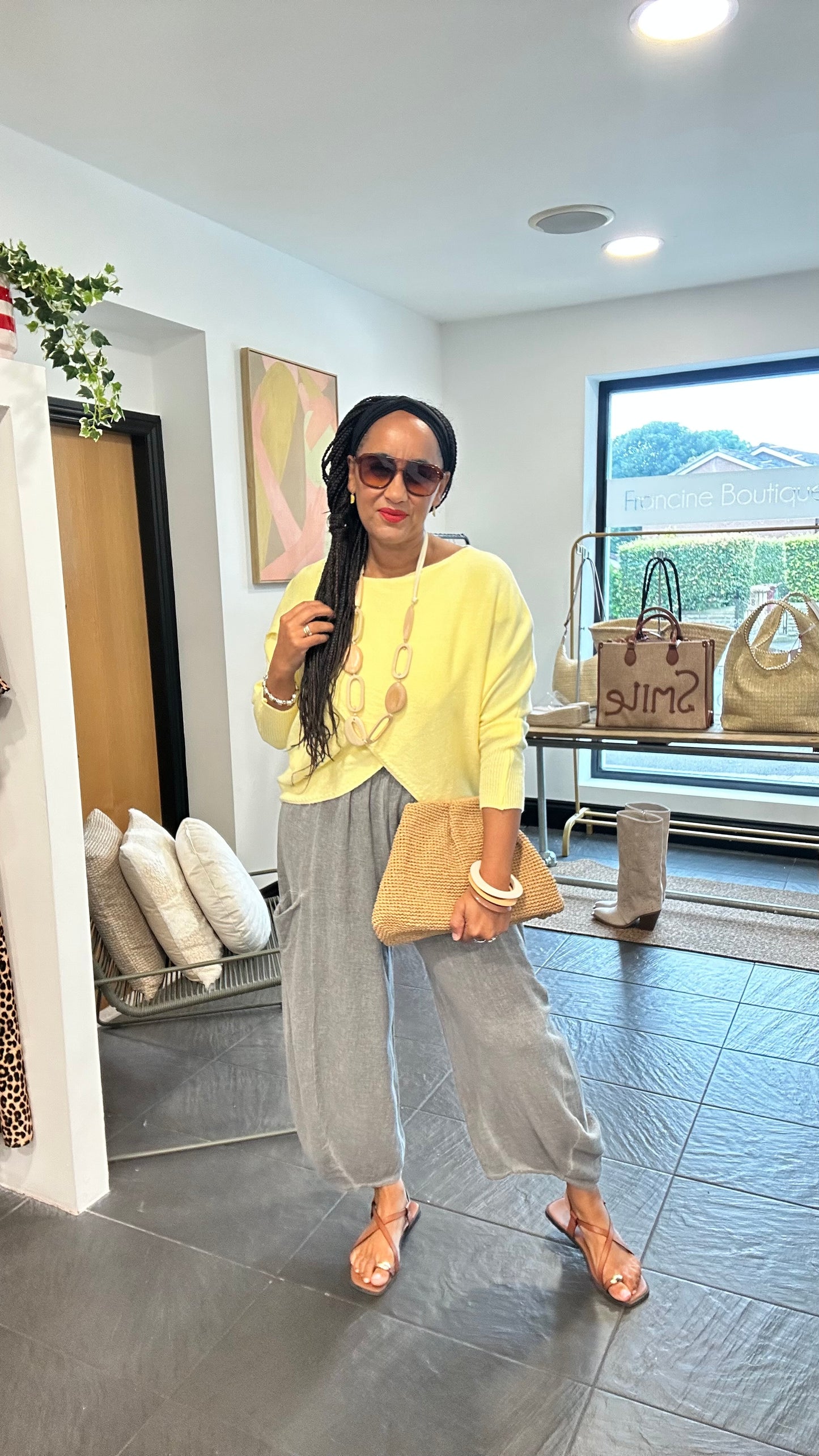 MABLE FRONT CROSS WRAP JUMPER LEMON YELLOW *New