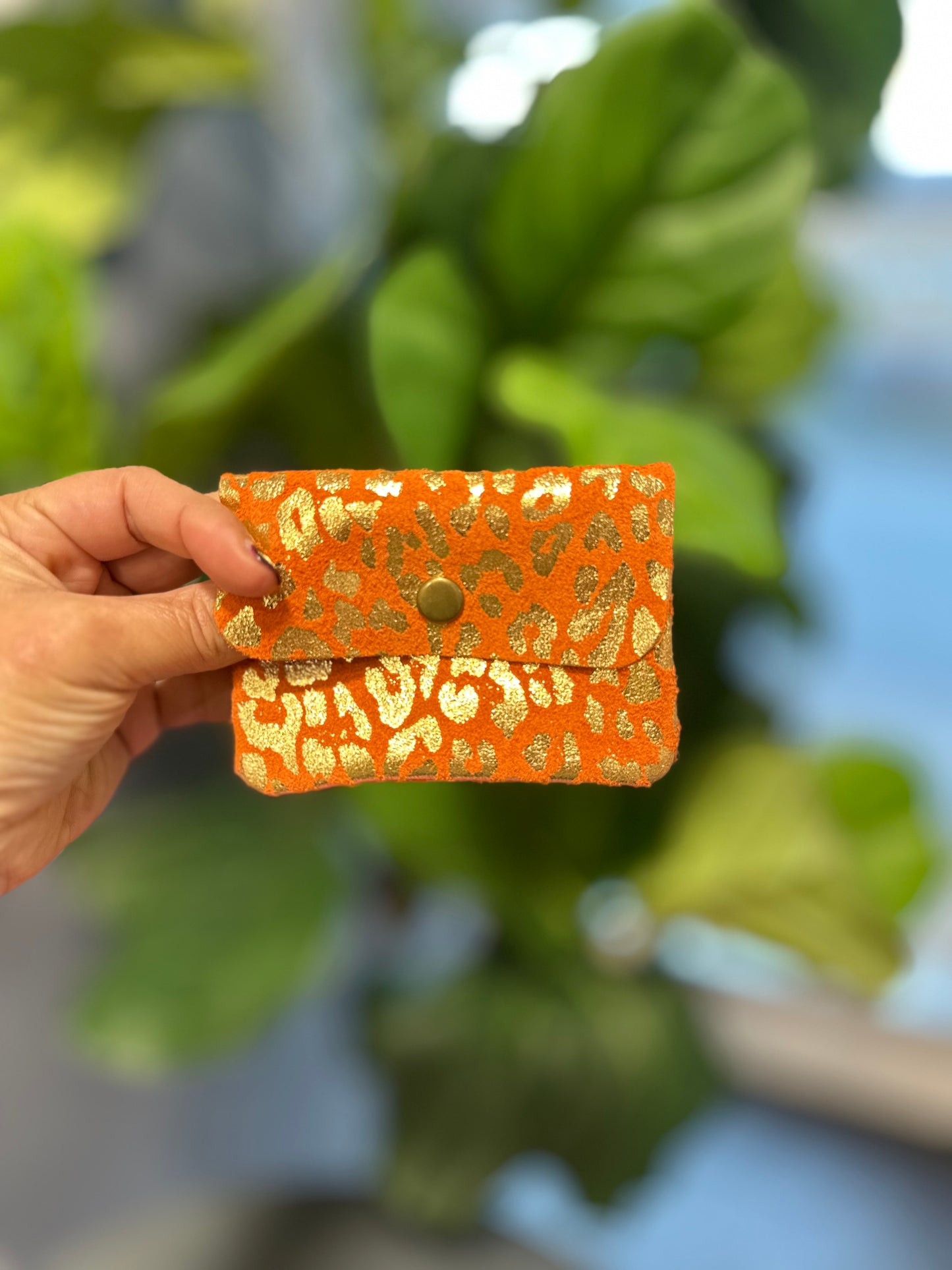LEOPARD PRINT FOIL COIN PURSE ORANGE 🍊*New
