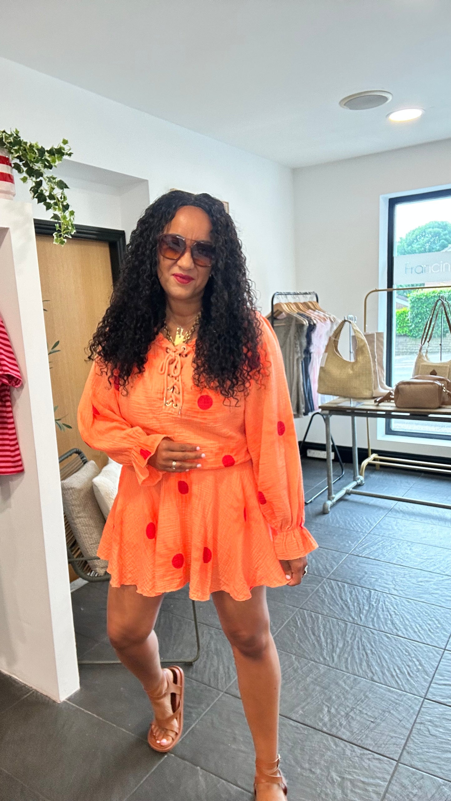 SALE SUNBURST PLAYSUIT ORANGE
