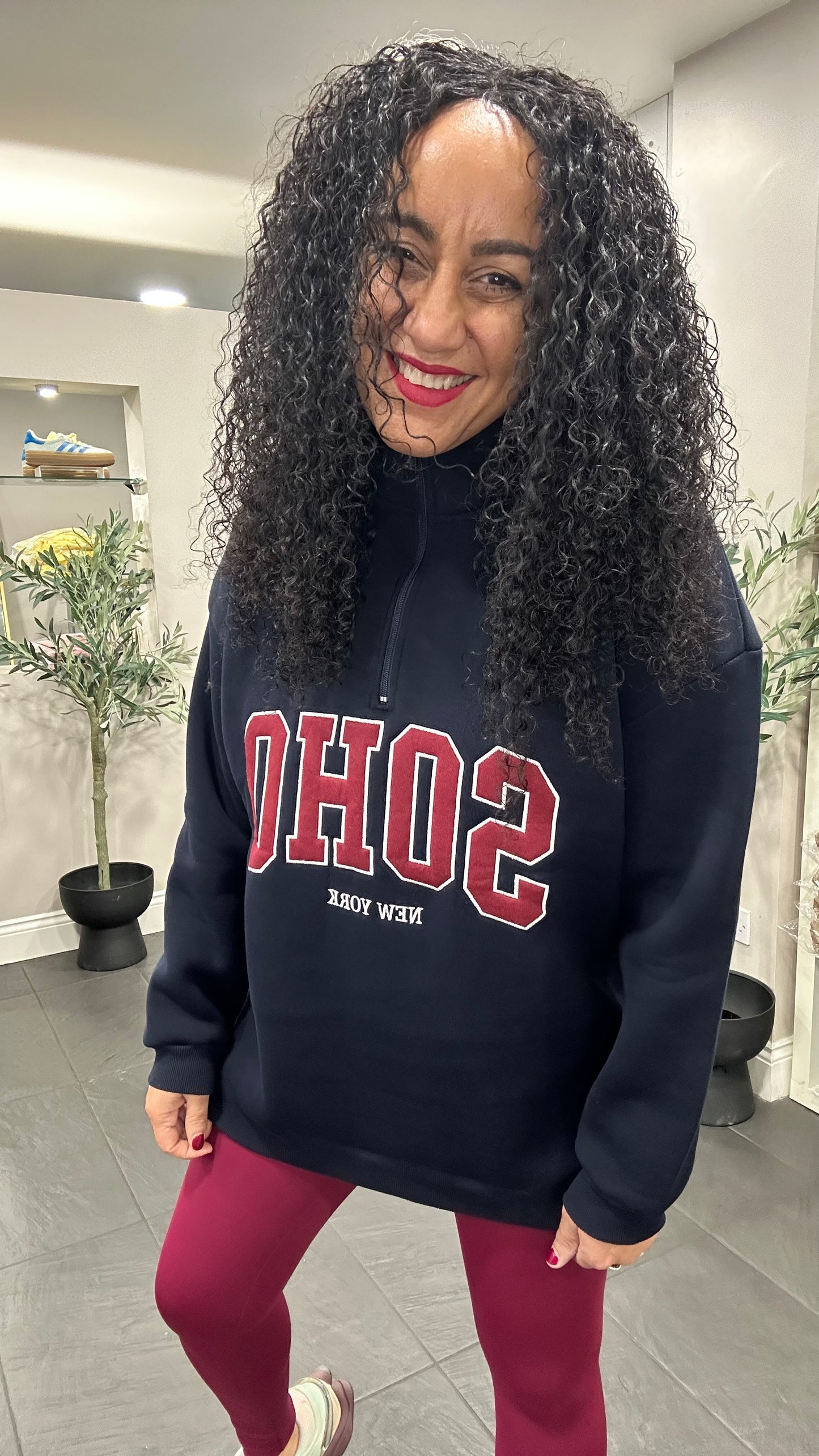 SALE SOHO OVERSIZED SWEATER NAVY & BURGUNDY