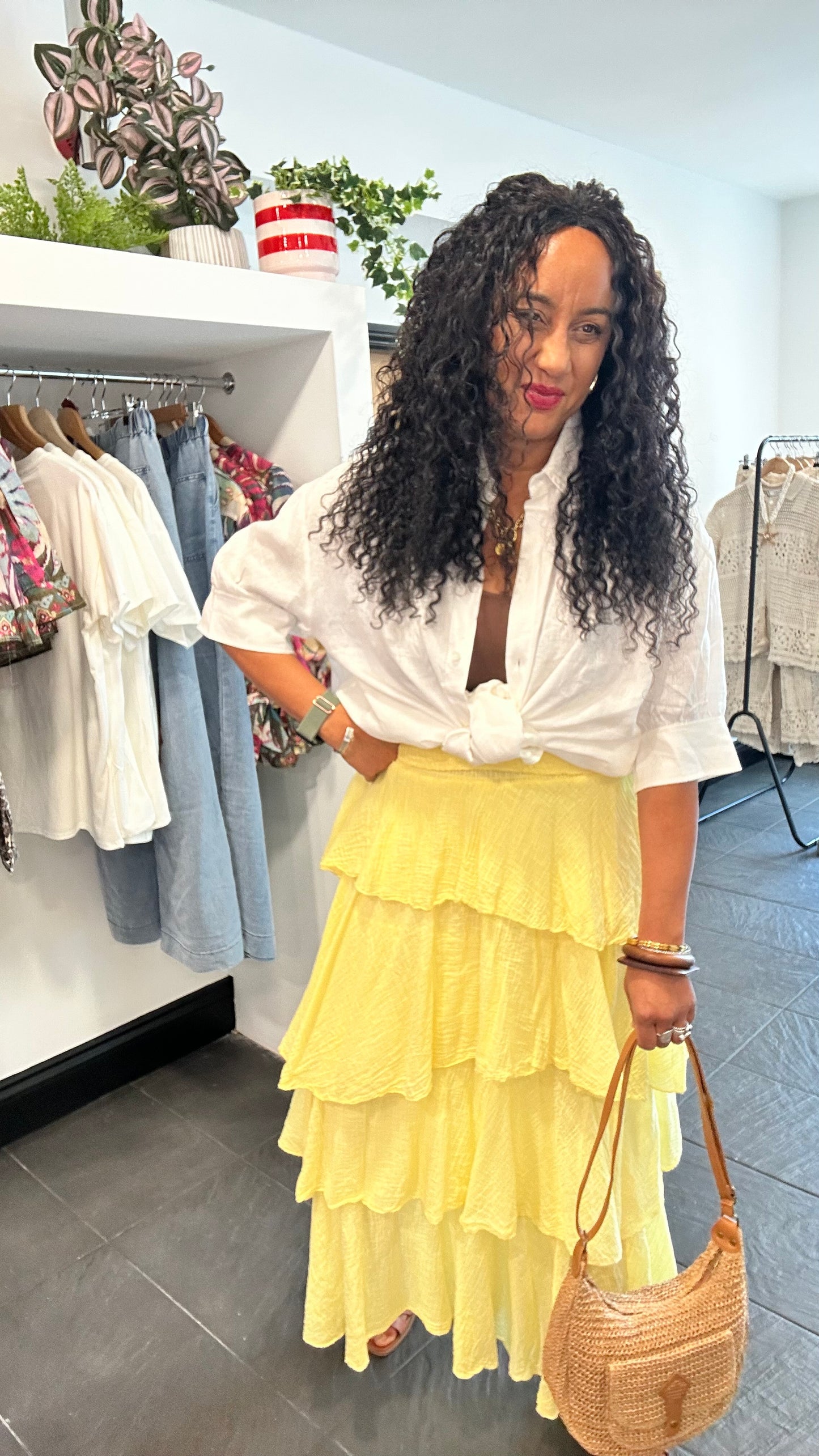 SALE RIO BANDEAU TEIRED SKIRT OR BANDEAU DRESS LEMON 🍋