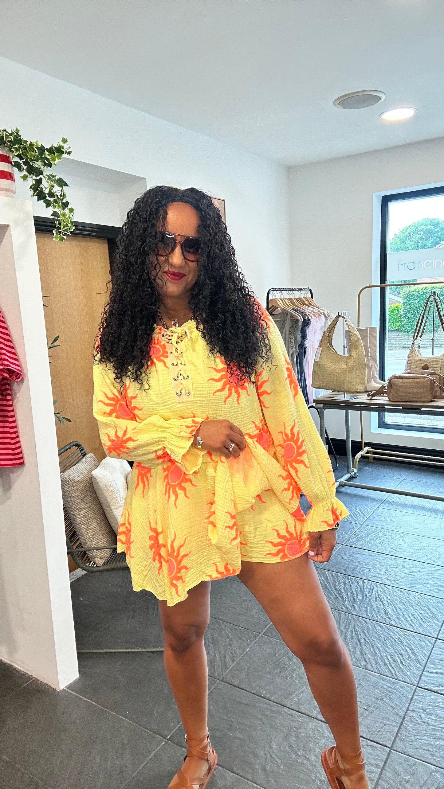 SALE SUNBURST PLAYSUIT YELLOW