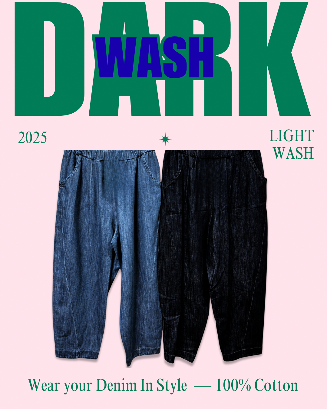 BARREL LEG JOGGERS DARK WASH DENIM *New