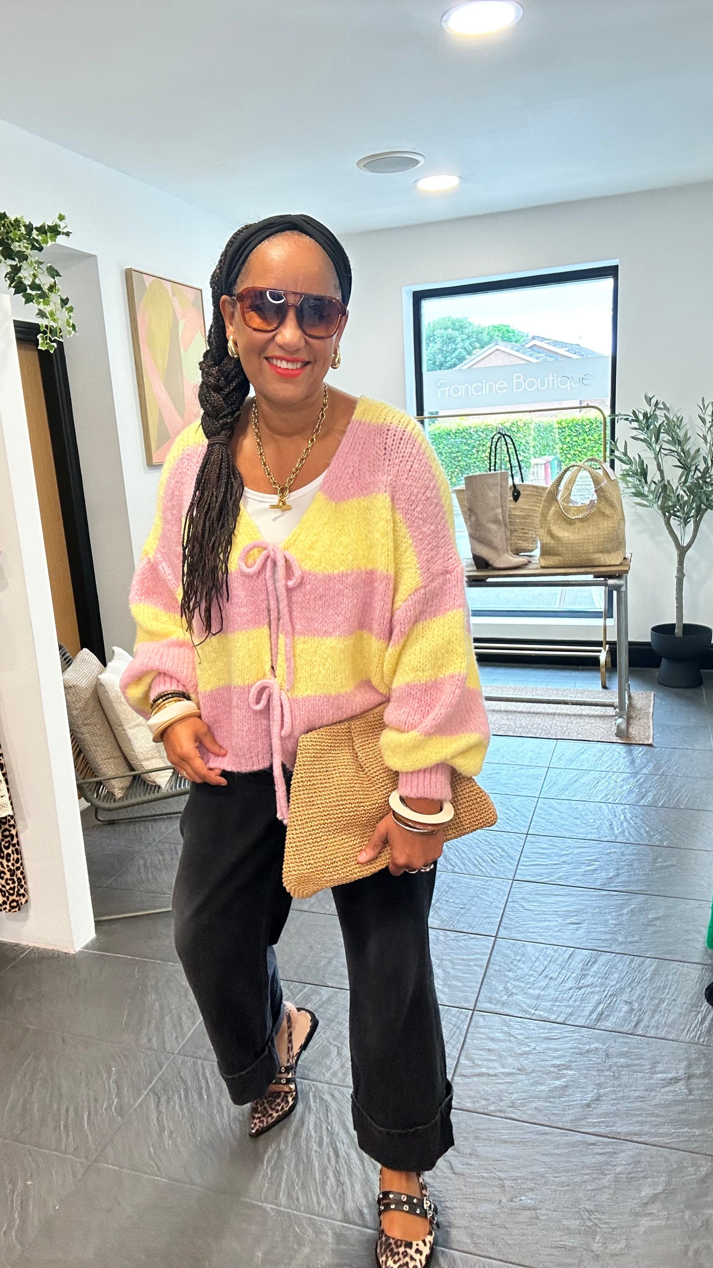 CANDY CARDIGAN CANDY PINK & YELLOW *New