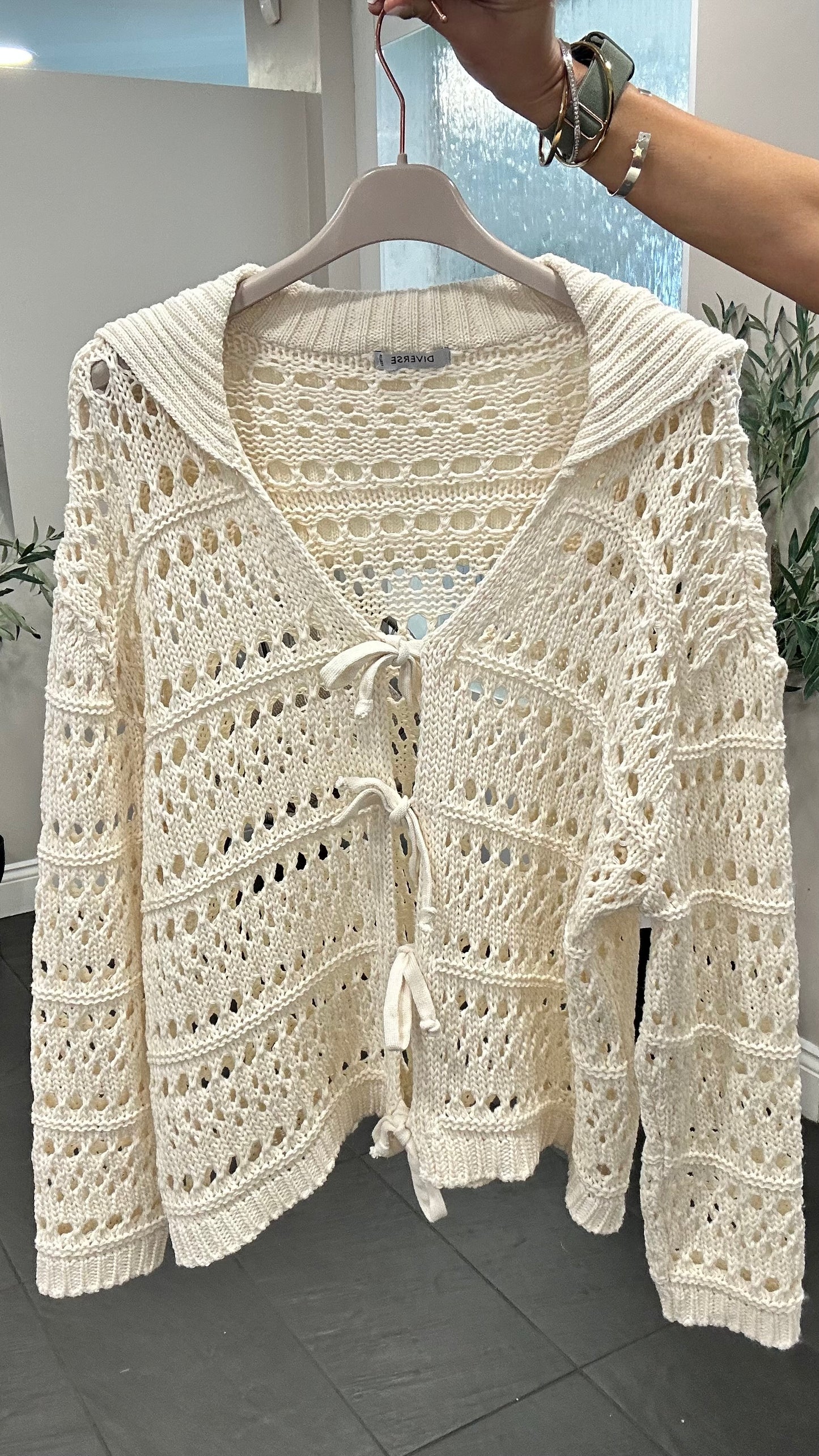 SALE GENE TIE CARDIGAN CREAM