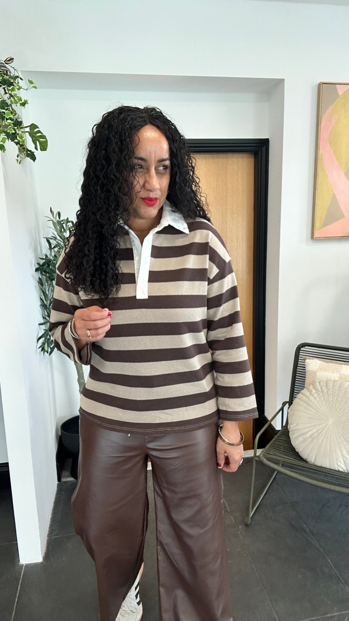 STRIPED RUGBY SHIRT CHOCOLATE & MOCHA 🥥🤎 *New