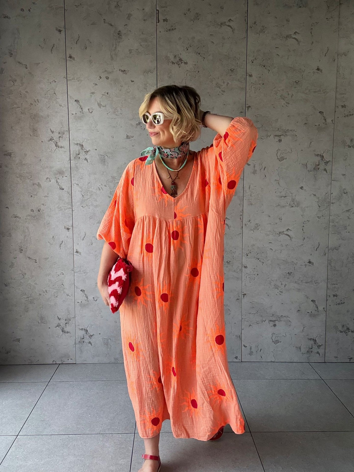 SUNBURST SMOCK DRESS ORANGE 🍊 *New